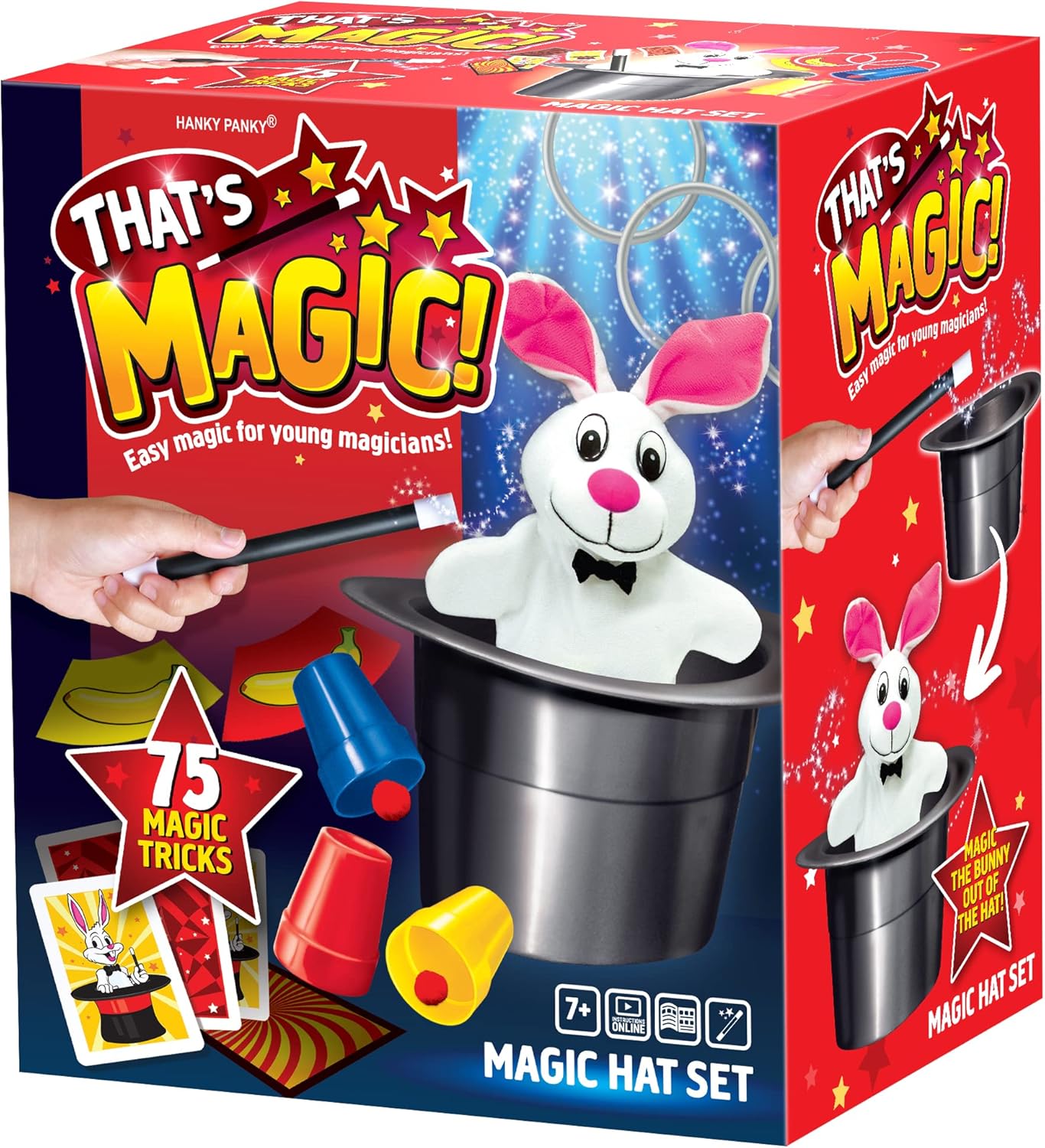 That's Magic Magic Hat Set with 75 Tricks, Rabbit, and Secret Compartment Hat for Kids
