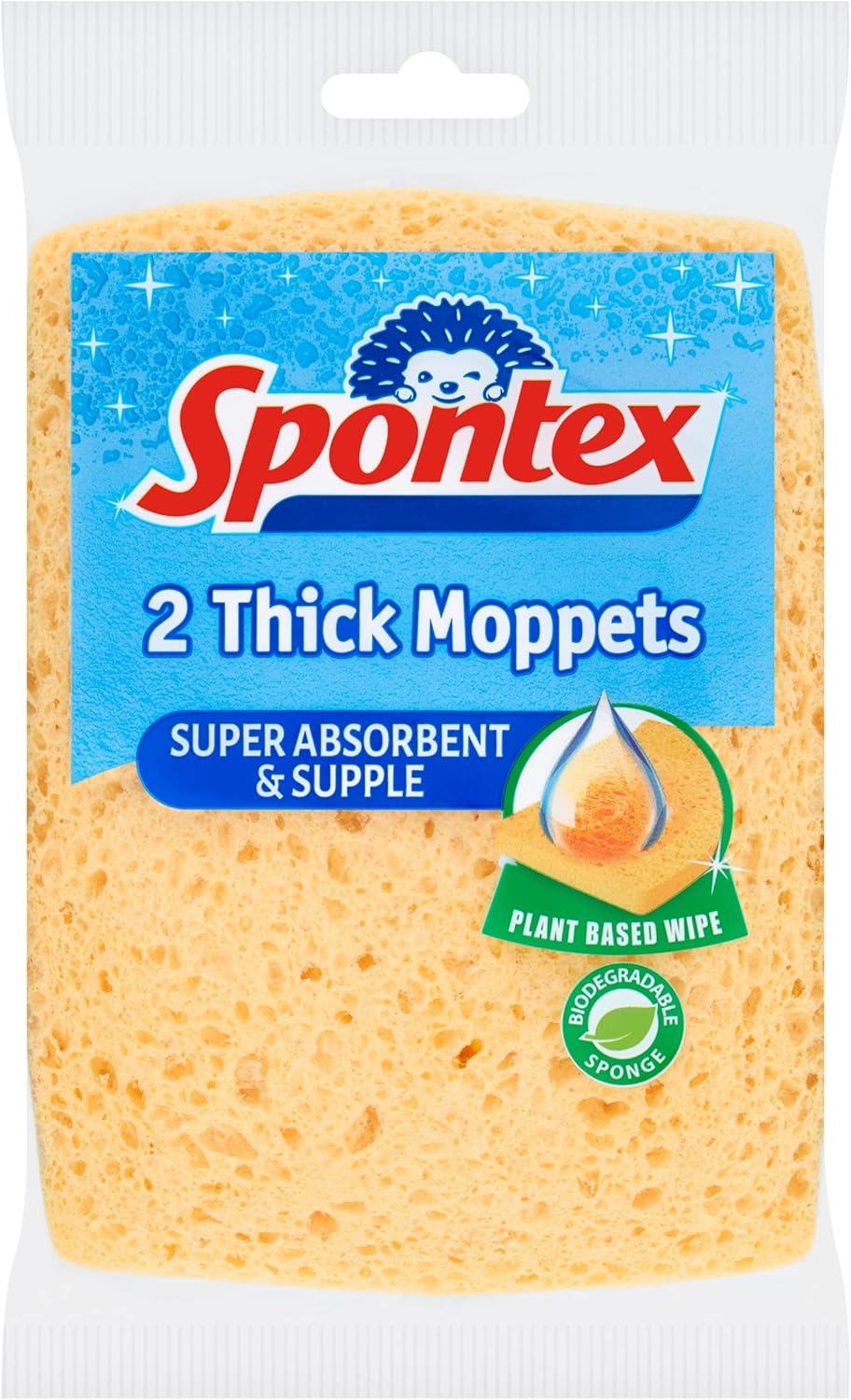Spontex Thick Moppets 2 Pack - Extra Thick Biodegradable Sponge Wipes