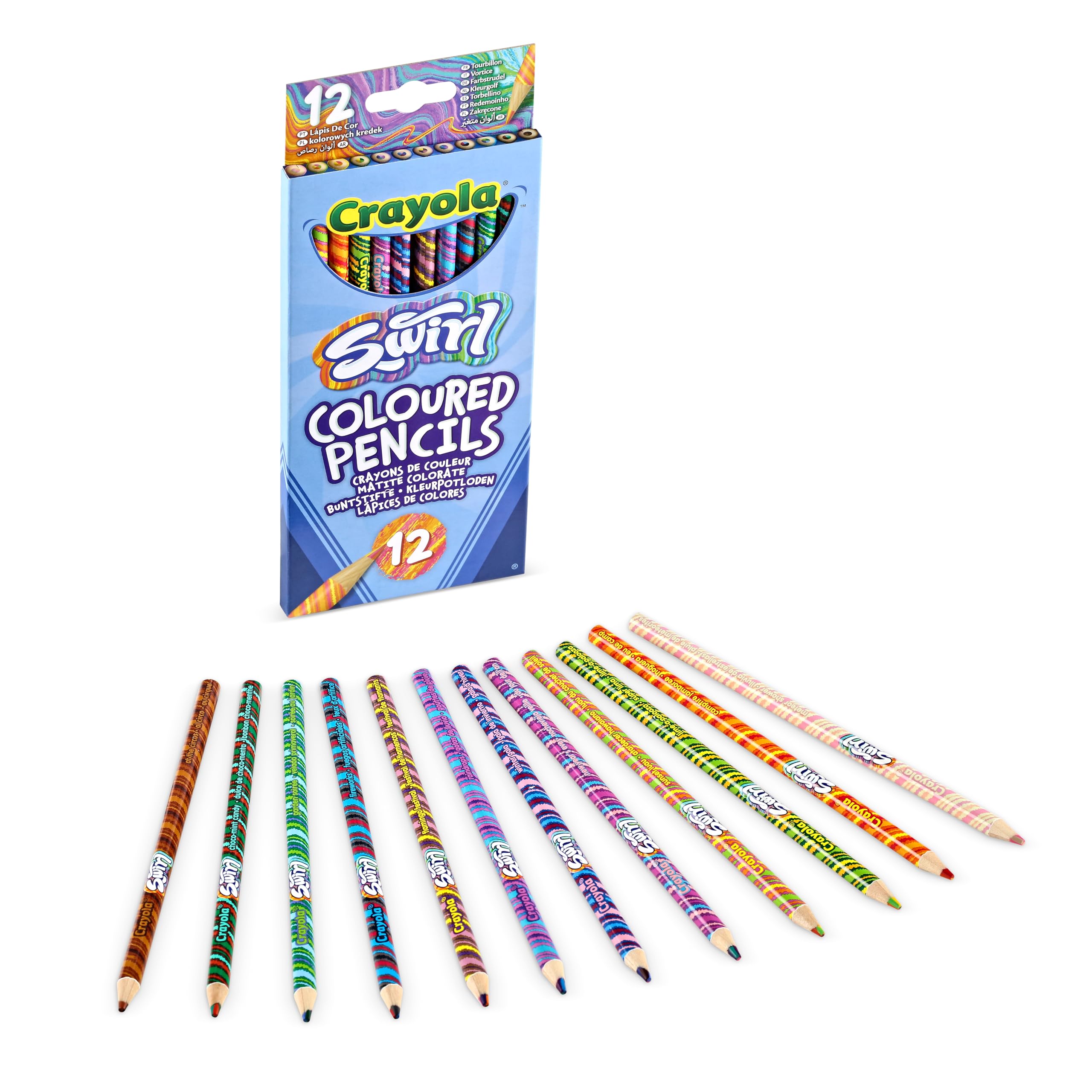 Crayola Swirl Colouring Pencils - Pack of 12 Vibrant Rainbow Effect Pencils 3