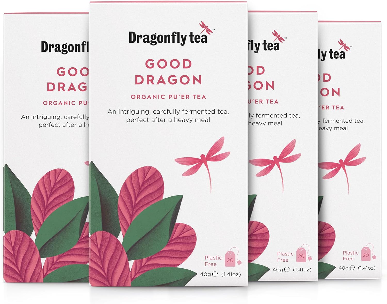 Dragonfly Tea - Good Dragon Organic Pu'er Tea, 80 Teabags (4 Pack)