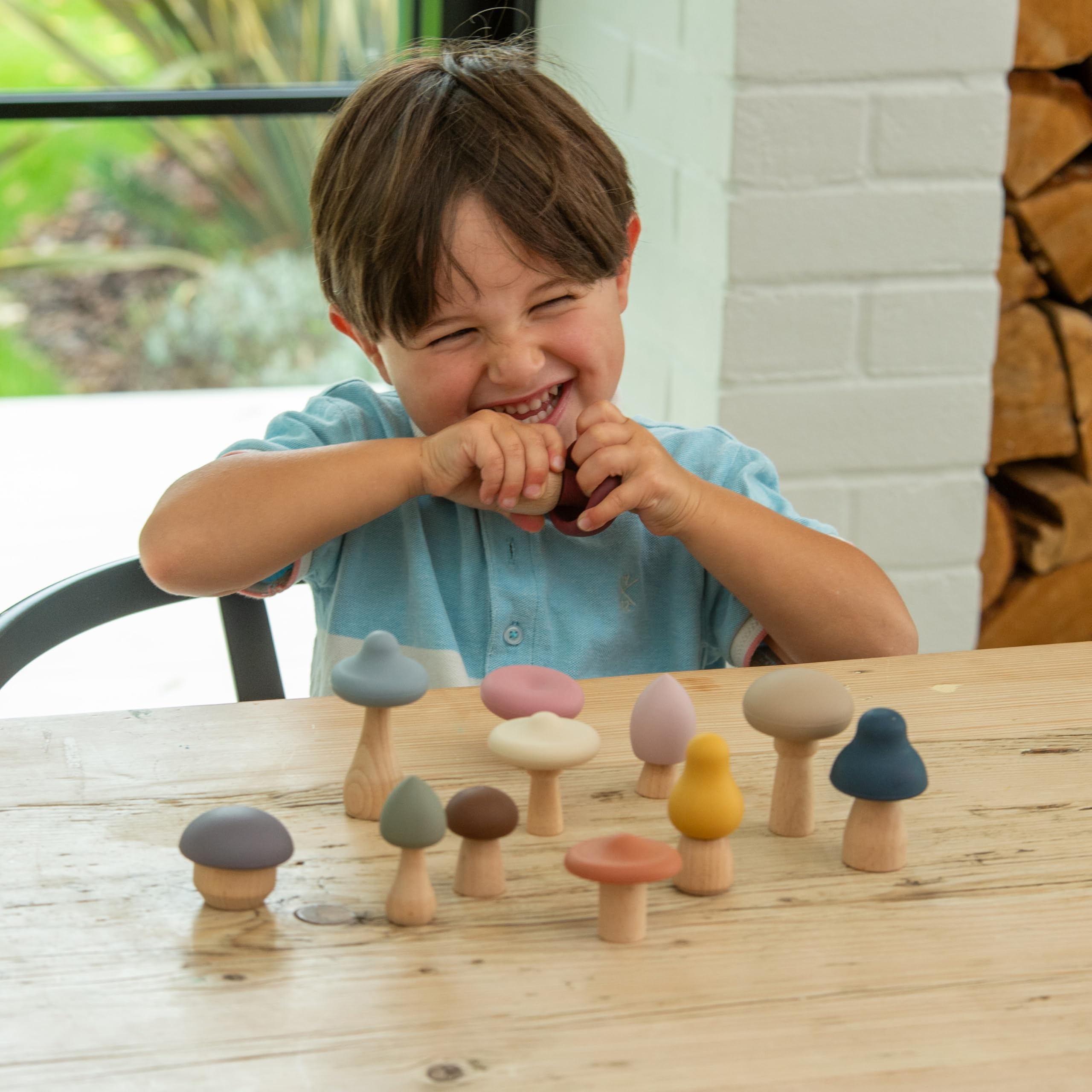 tickit SiliSoft Woodland Mushroom Set – 12 Soft Silicone & Wooden Mushrooms for Imaginative Play 4