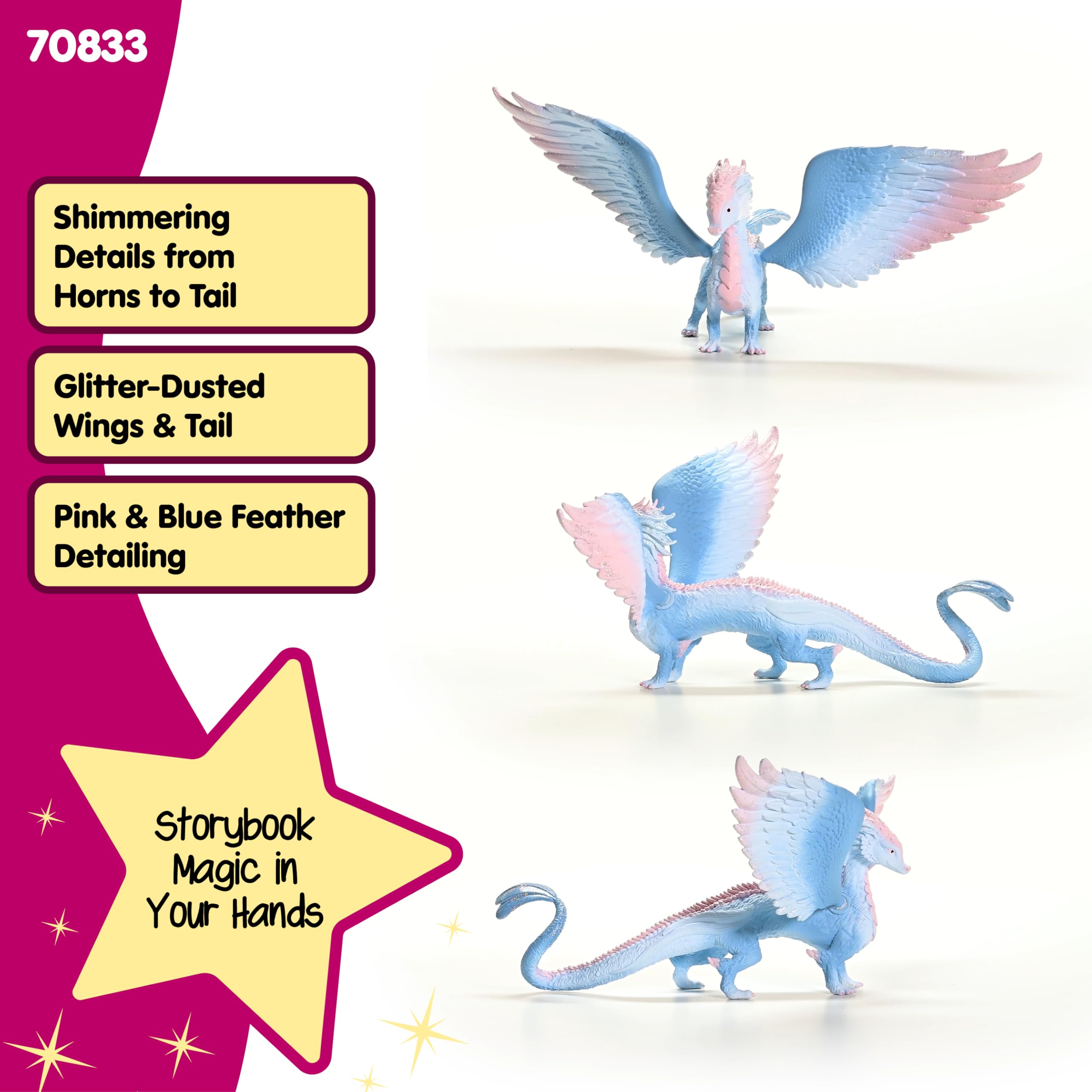 Schleich Crystal Dragon Figure - Movable Wings | Blue/Pink | Ages 5+ | Model 70833 4