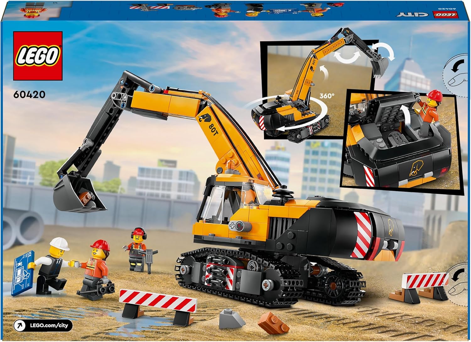 LEGO City Yellow Construction Excavator Toy - 633-Piece Building Set for Ages 8+ 6