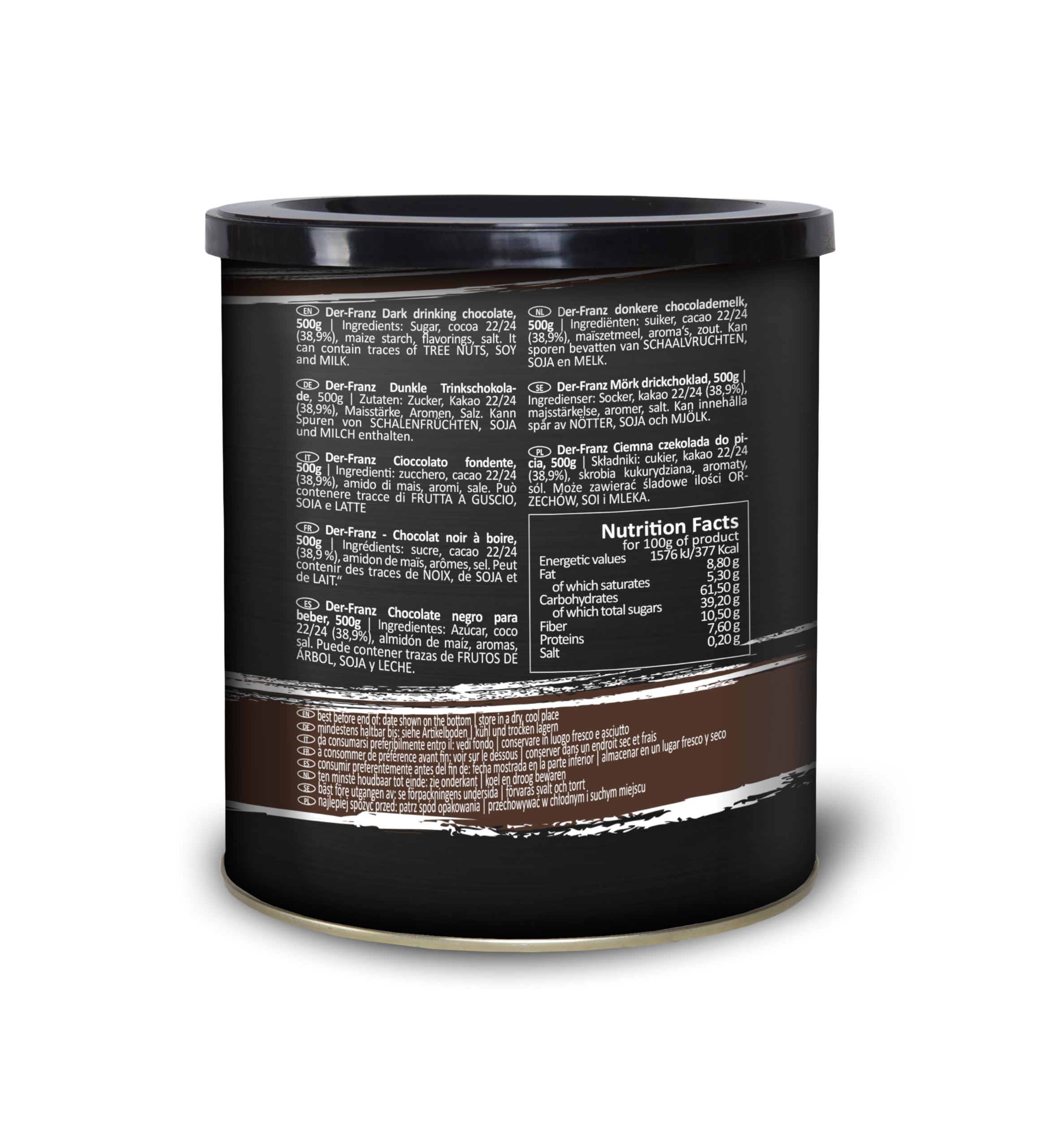 Der-Franz Dark Drinking Chocolate Powder - 38.9% Cocoa | 2 x 500g Pack