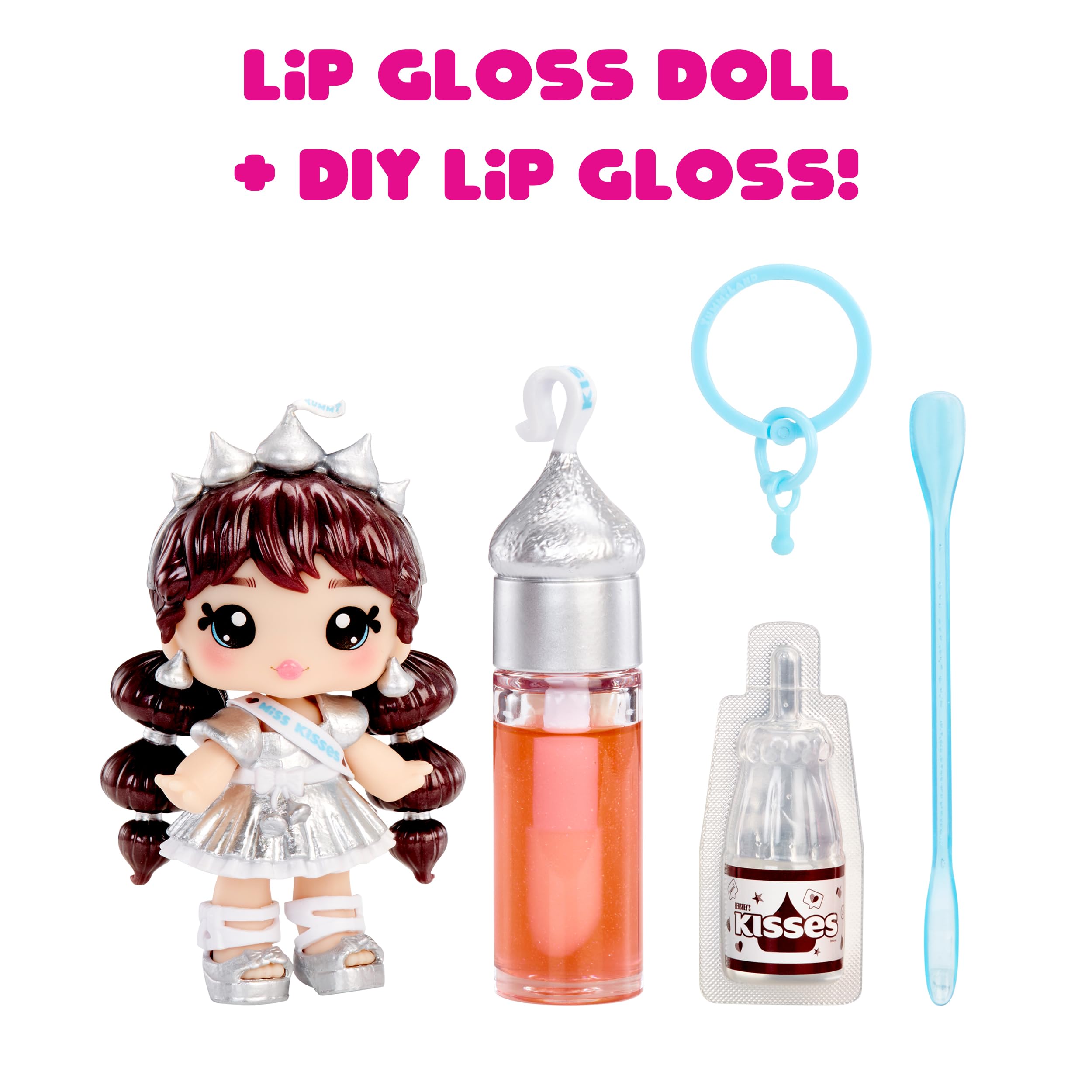 Yummiland x Hershey’s Kisses Coco Kisses Doll - DIY Lip Gloss Kit with Keychain, Articulated Fashion Doll for Ages 4+ 11