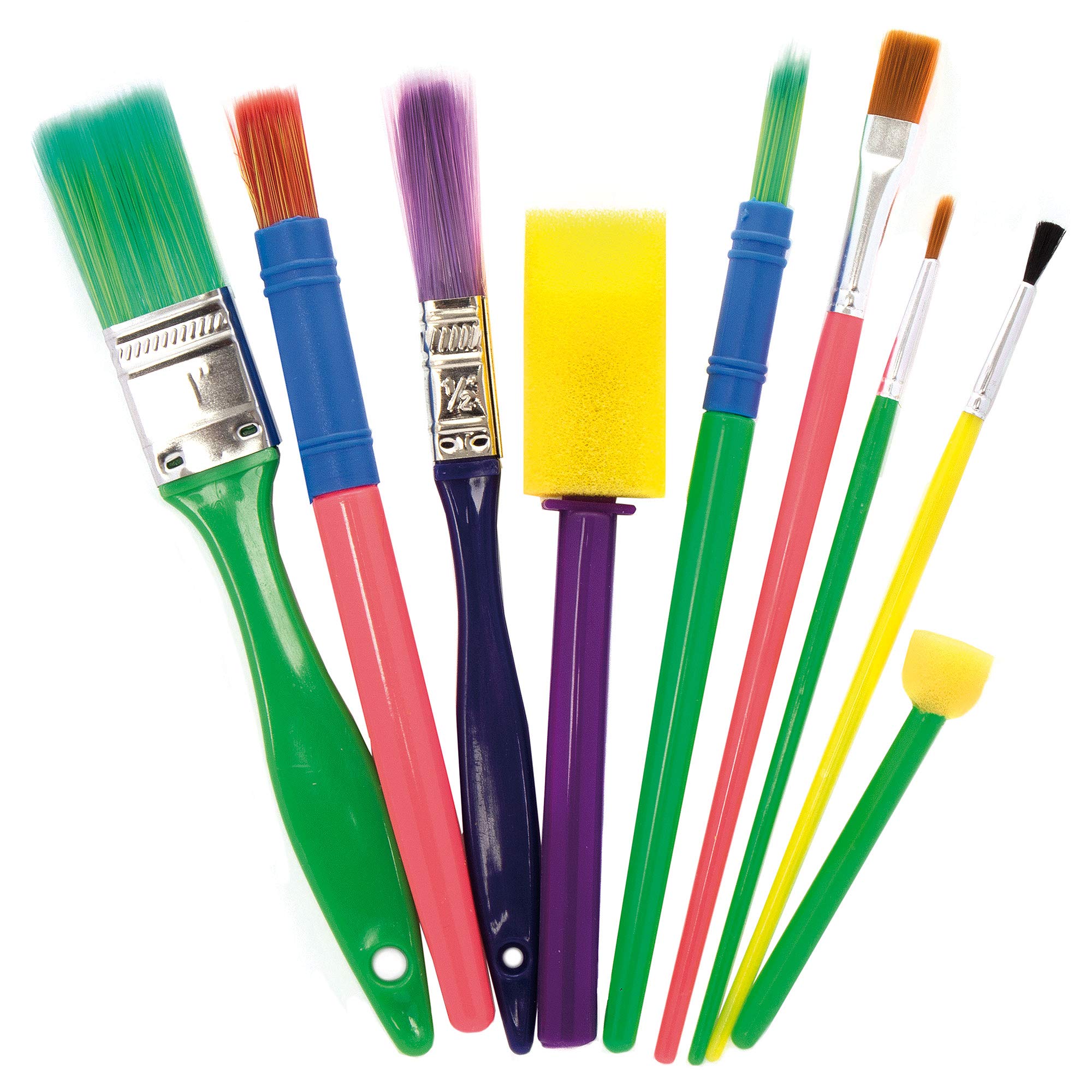 Baker Ross Kids Paint Brush Set - 25 Assorted Brushes and Foam Dabbers 3