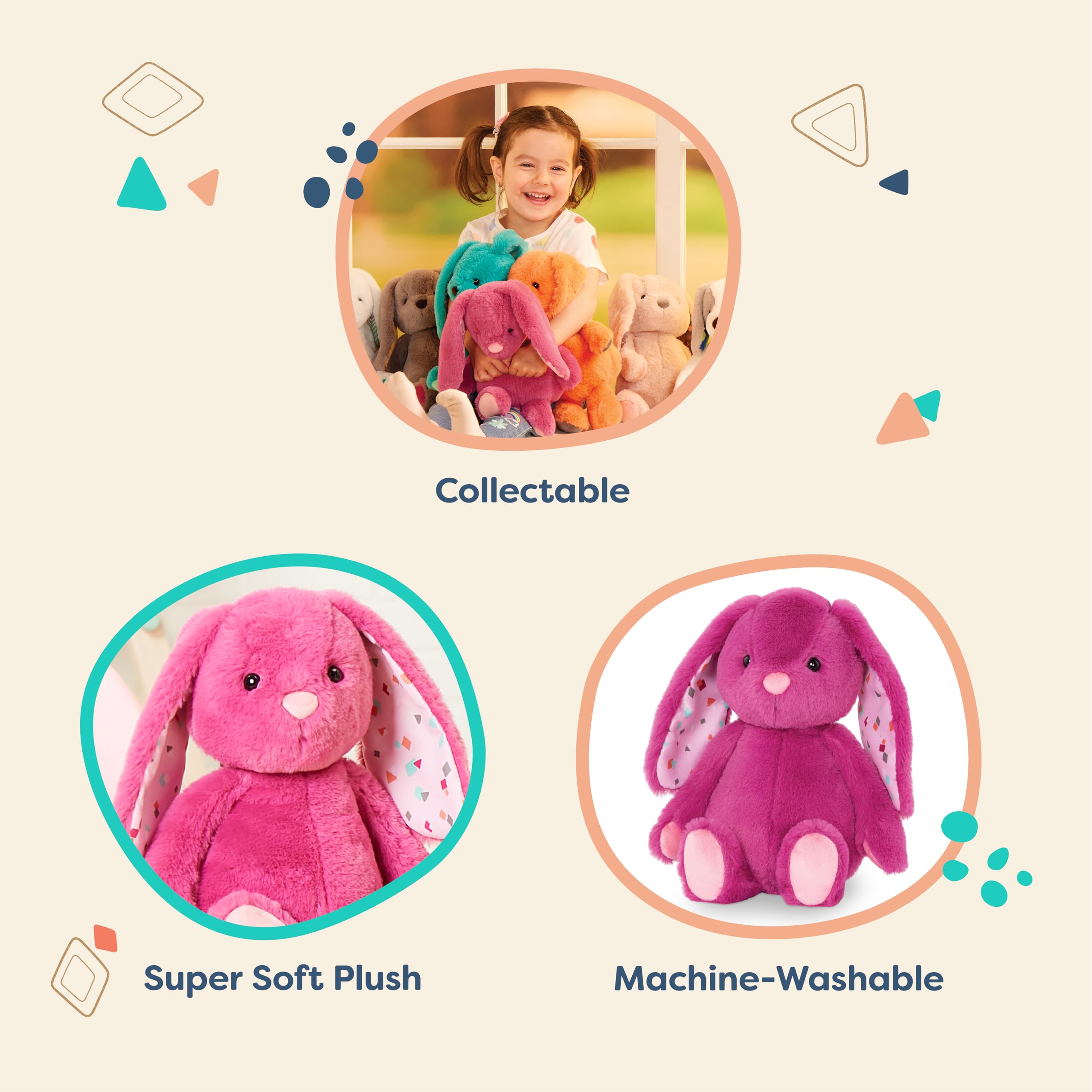 B. Toys Happy Hues Plush Bunny - Super Soft Stuffed Animal for Babies & Toddlers - Plumberry Pink 6