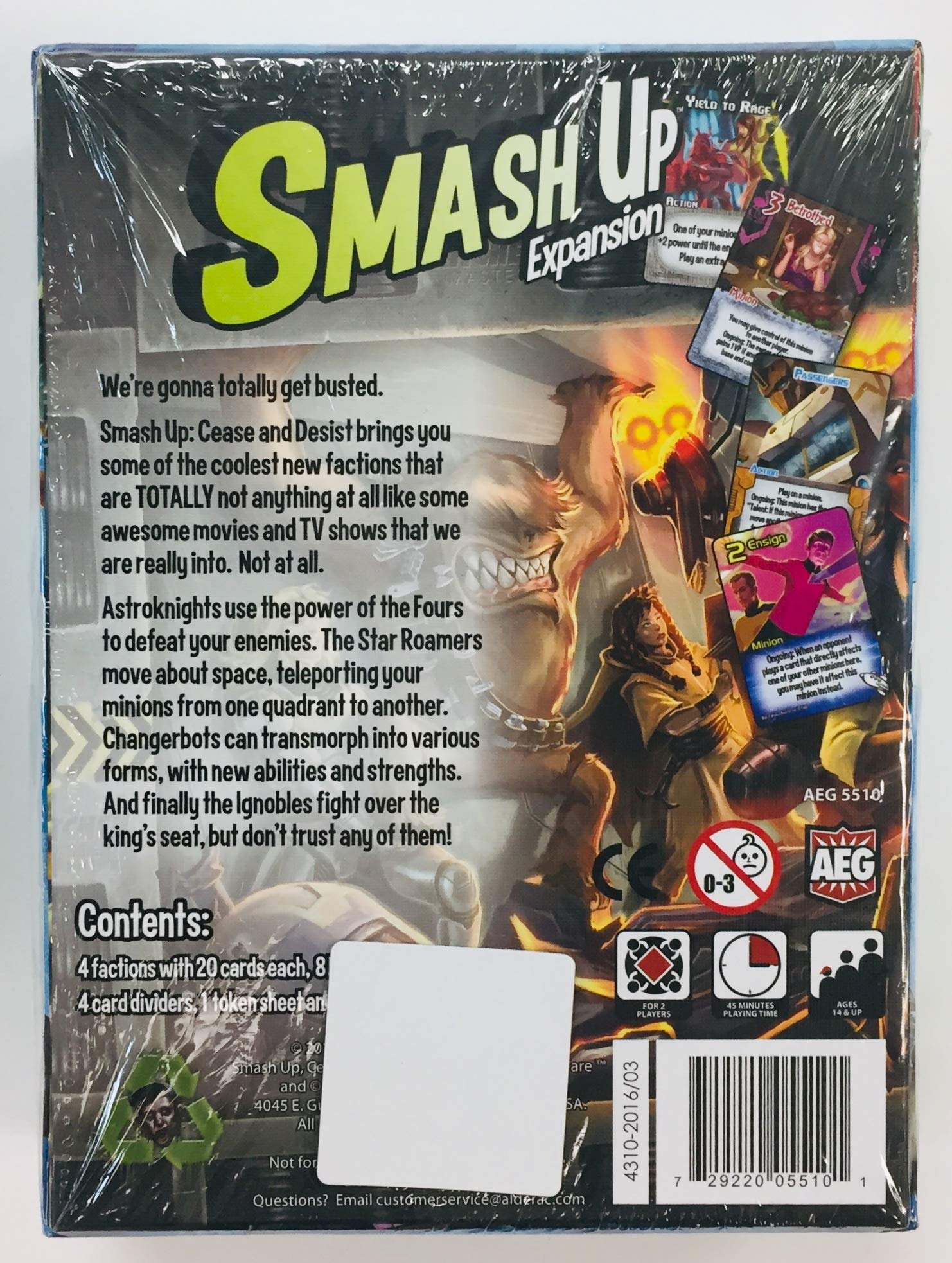 AEG Smash Up! Cease And Desist Standard Edition Card Game - Strategy, 4 Players, 45 Minutes