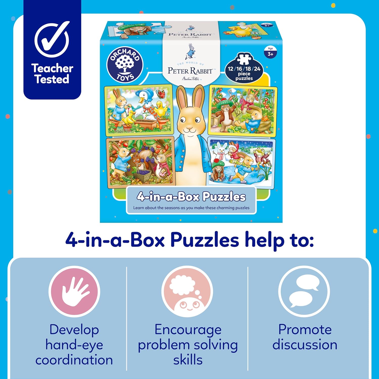 Orchard Toys Peter Rabbit 4-in-a-Box Puzzles - 12, 16, 18, 24 Piece Jigsaw Puzzle Set 3