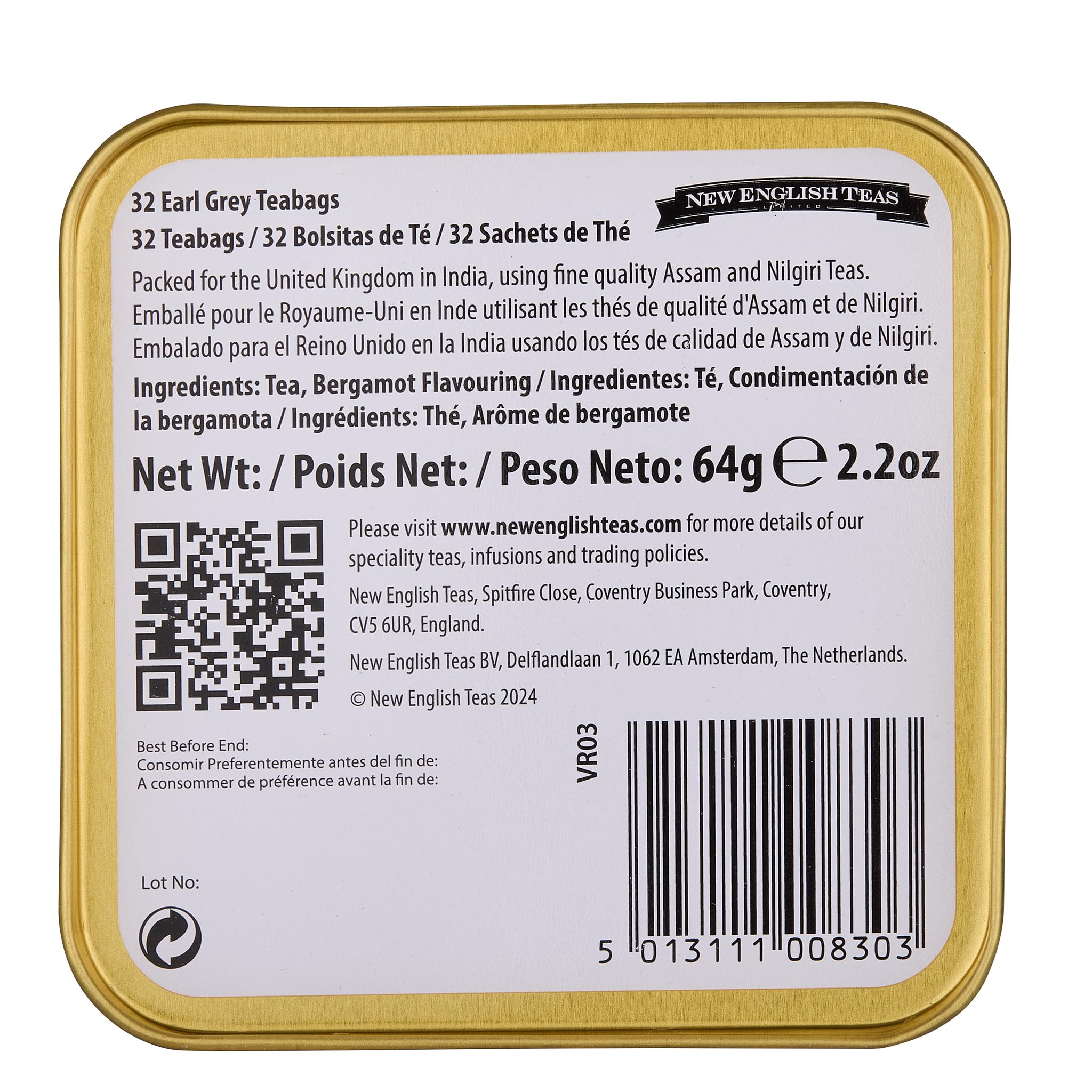 New English Teas Victorian Garden Tea Tin with 32 Earl Grey Teabags 4