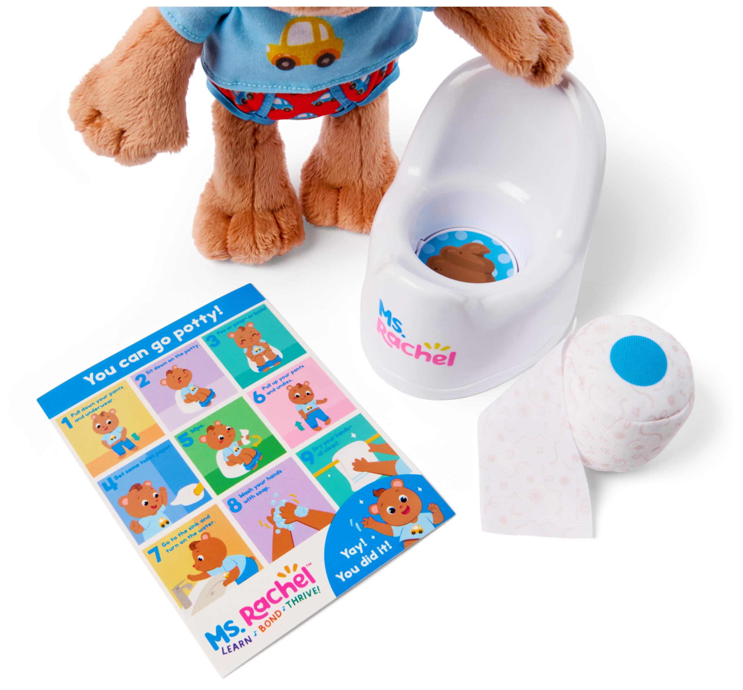 Ms. Rachel Potty Time with Bean - Educational Plush Bear Playset for Toddlers 18+ Months 8