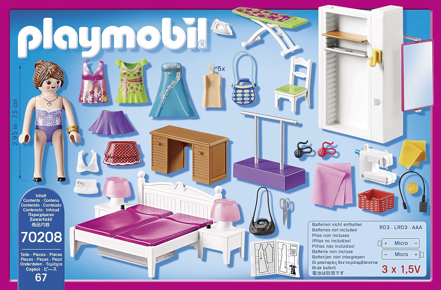 PLAYMOBIL 70208 Dollhouse Master Bedroom with Interchangeable Dresses and Lighting Effects - Playset for Kids 4+ 6