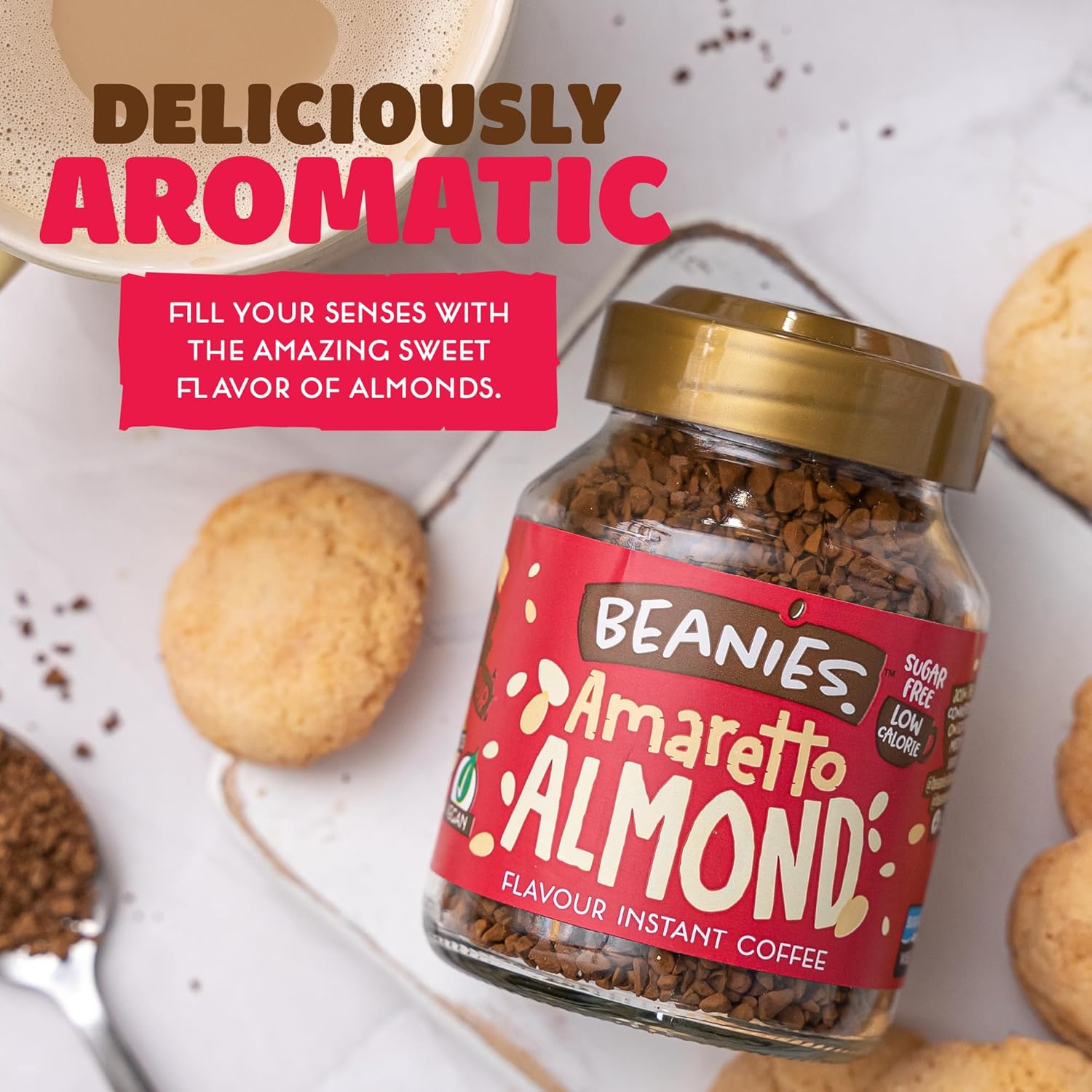 Beanies - Amaretto Almond Flavour Instant Coffee (50g) 7