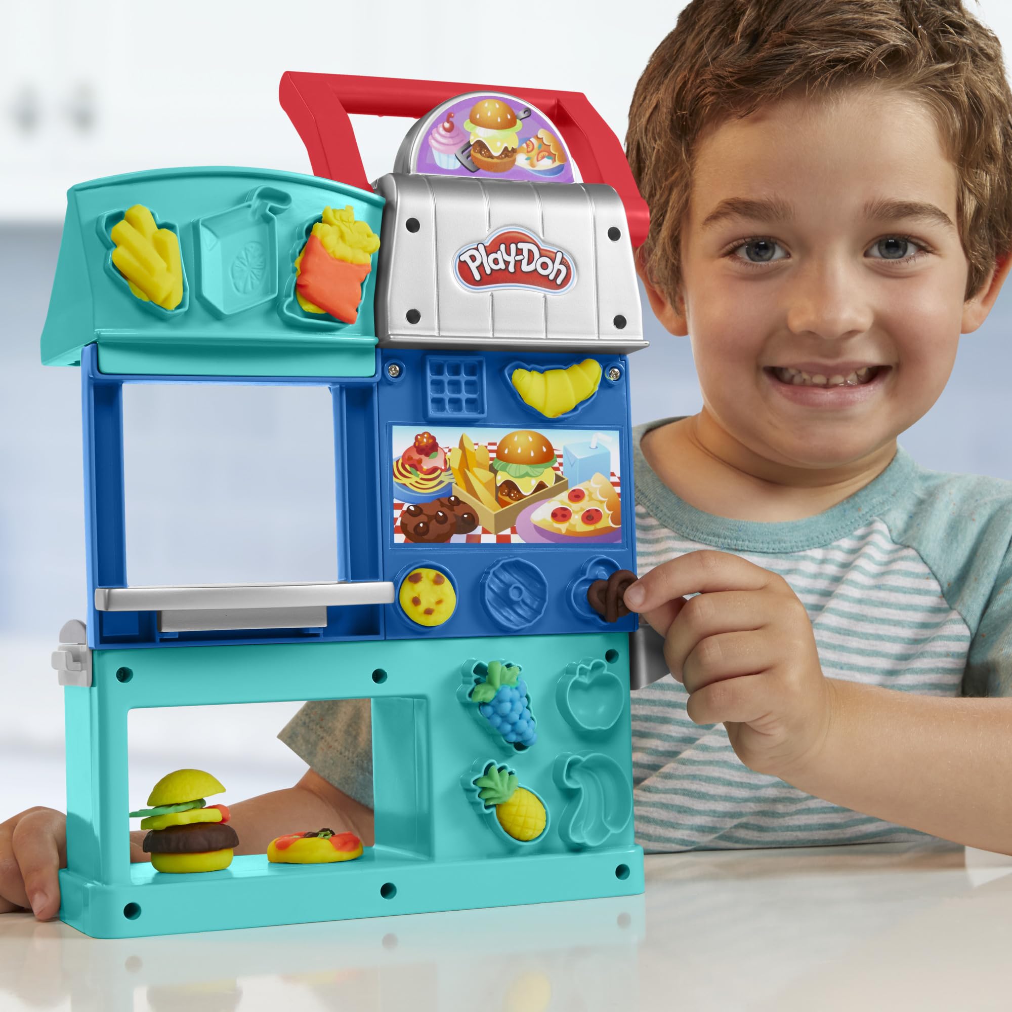 Play-Doh Kitchen Creations Busy Chef's Restaurant Playset - 2-Sided Pretend Play Kitchen for Ages 3+ 9
