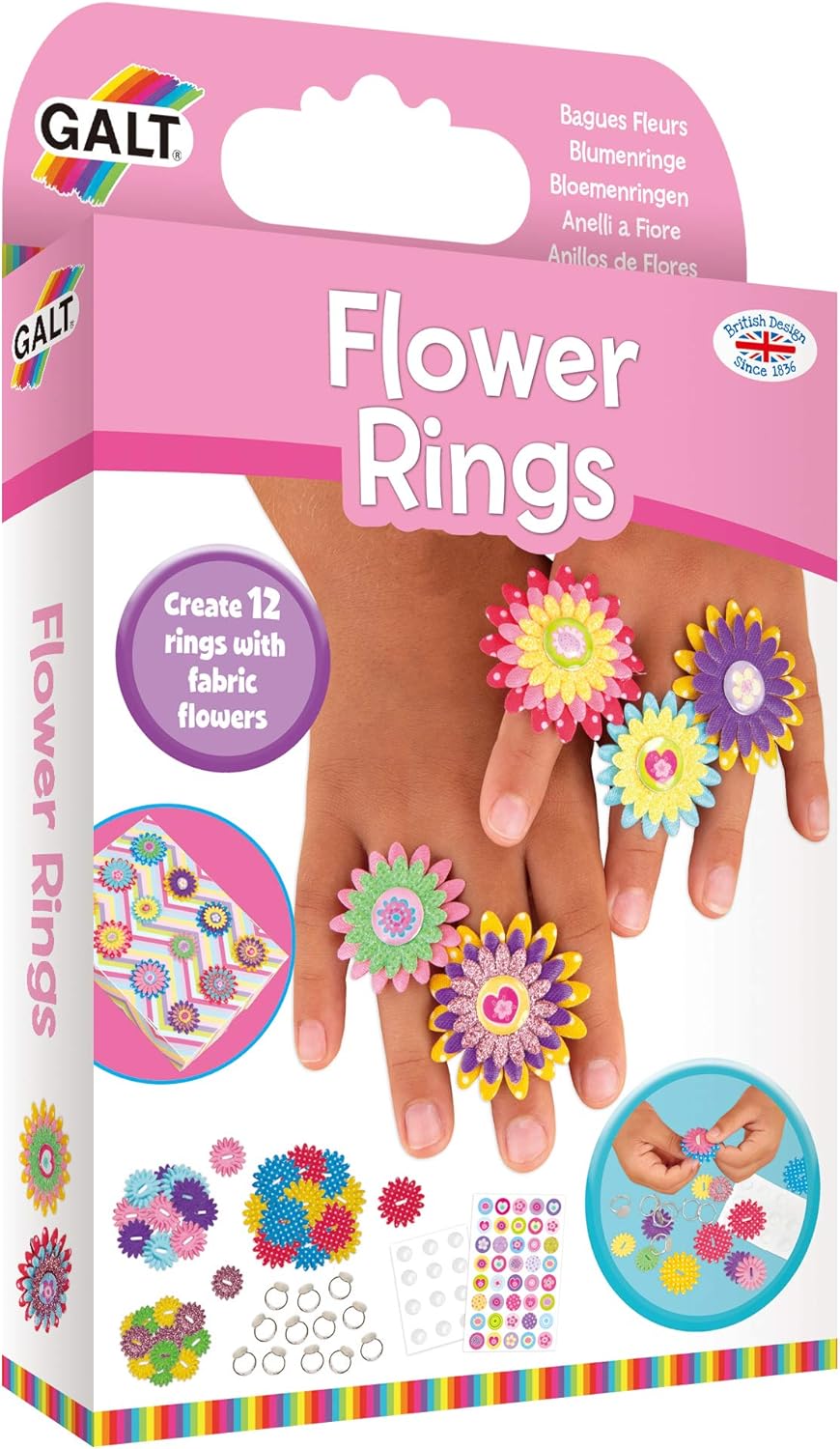 Galt Flower Rings Craft Kit - 12 Fab Flower Rings for Kids Ages 6+