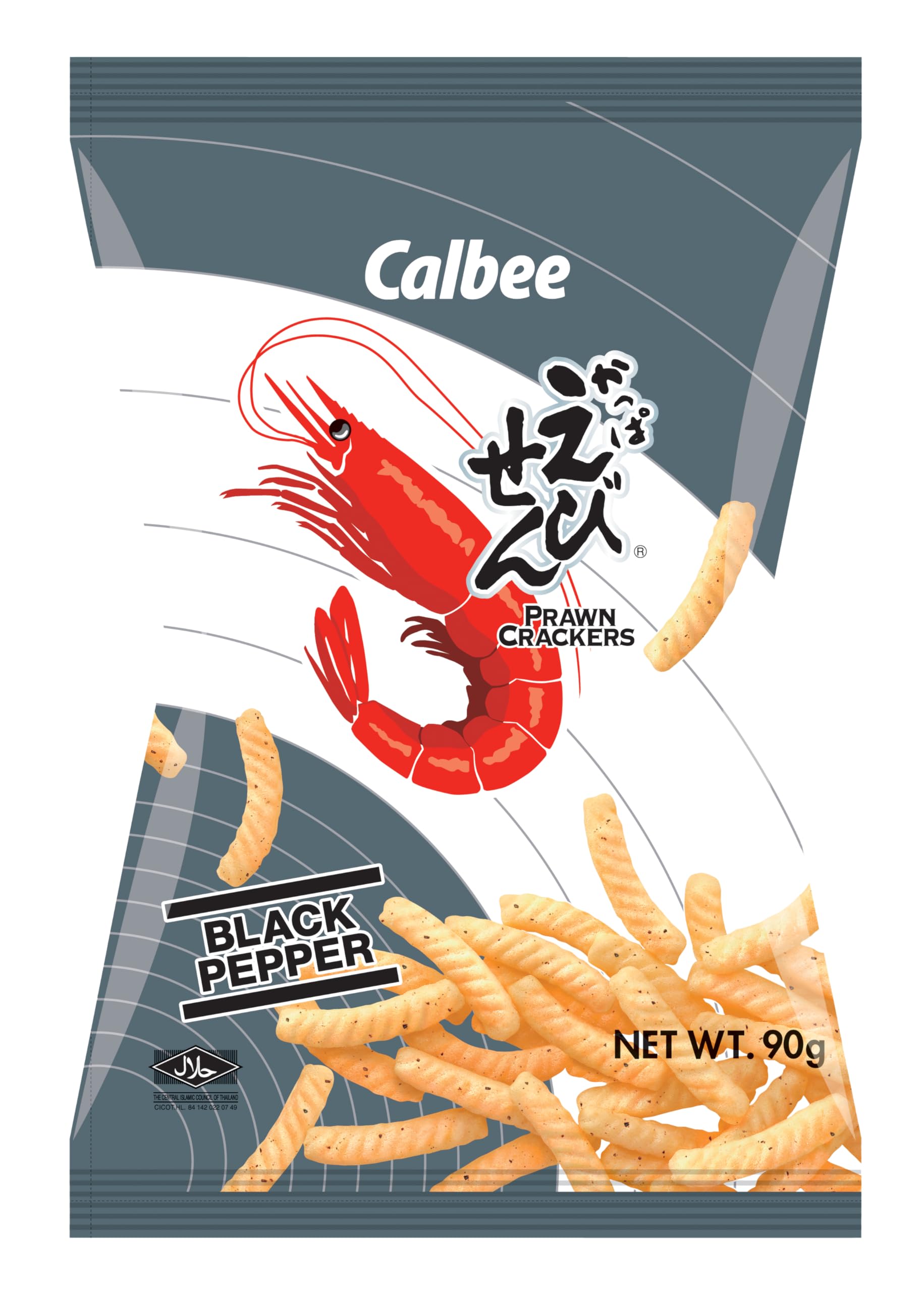 Calbee Prawn Crackers Black Pepper Flavour - 90g Single Bag 1