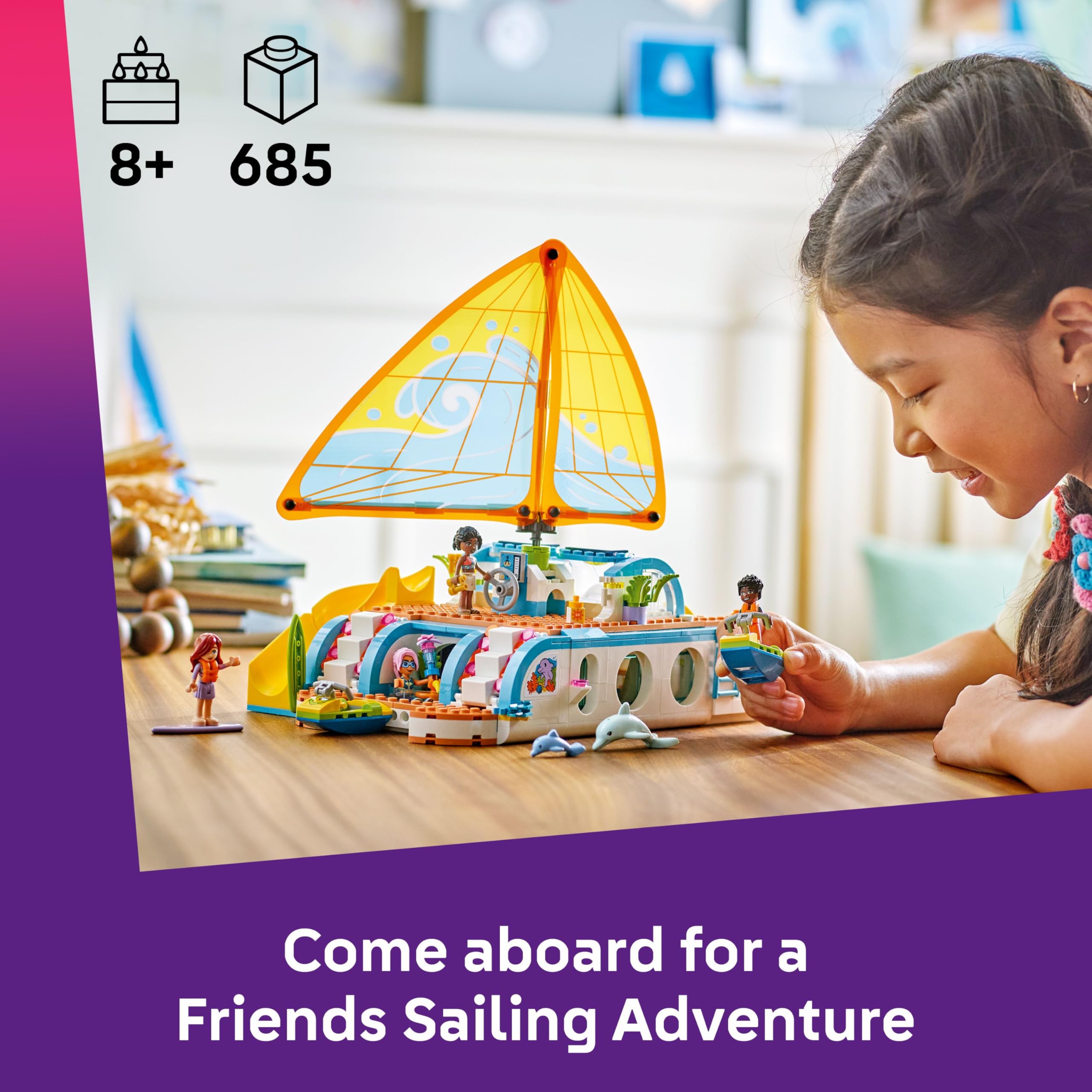 LEGO Friends Travel Boat Adventure Set 42664 - 4 Mini Dolls, 2 Dolphins | Ages 8+