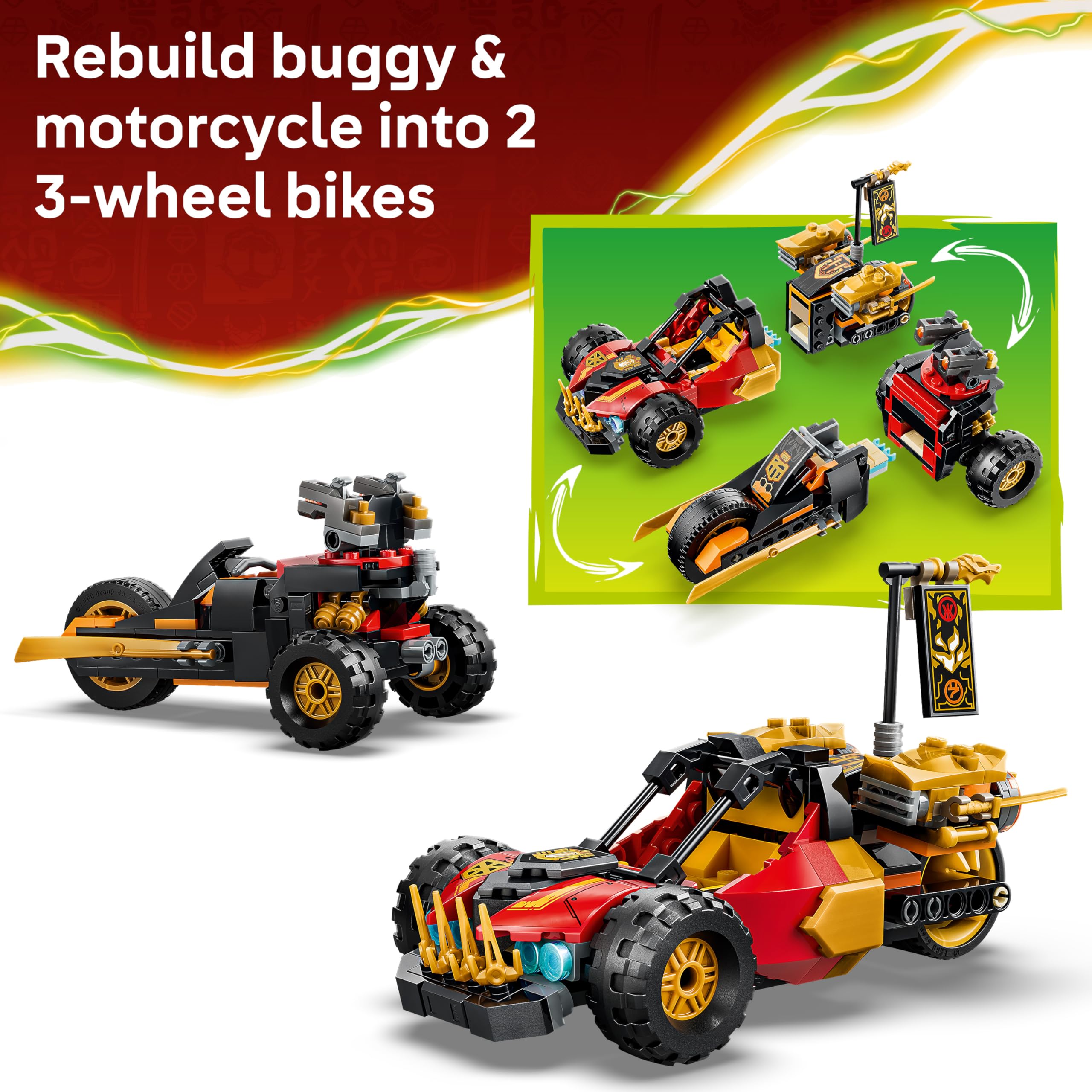 LEGO NINJAGO Kai and Cole's Combiner Vehicles Building Set | Model 71864 | Ages 7+ 3