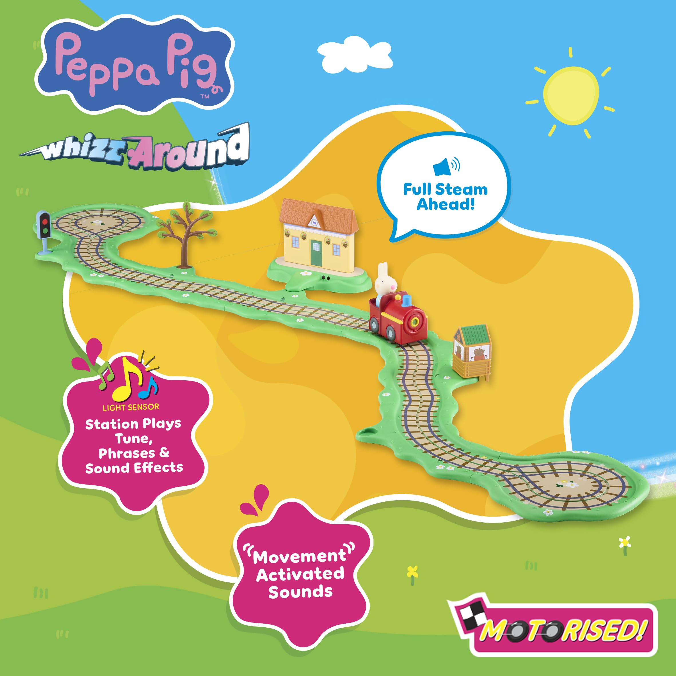 Peppa Pig Whizz Around Clickety Clack Train Set - Motorised Vehicle Playset for Ages 2+ 5