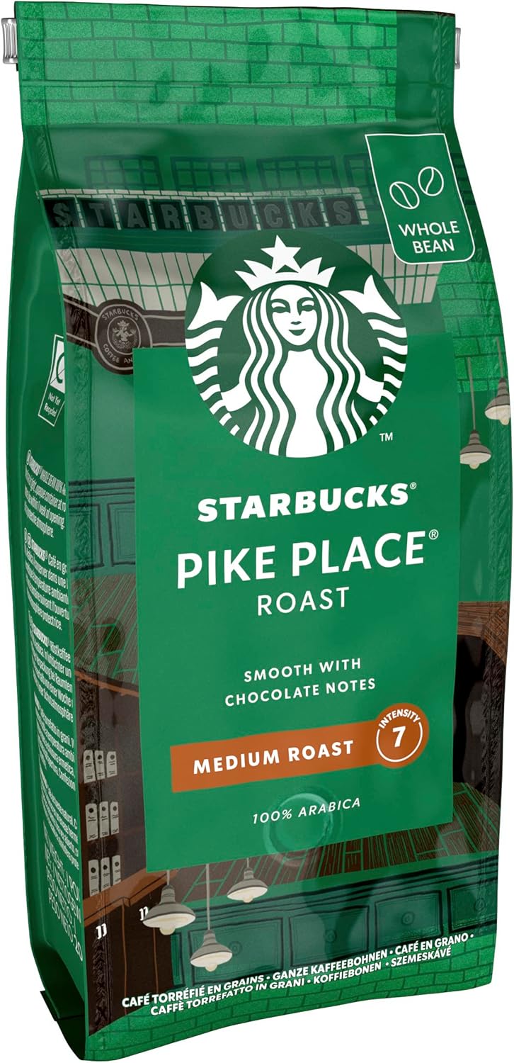 STARBUCKS Pike Place Roast - Medium Roast Whole Bean Coffee 200g (Pack of 6) 6