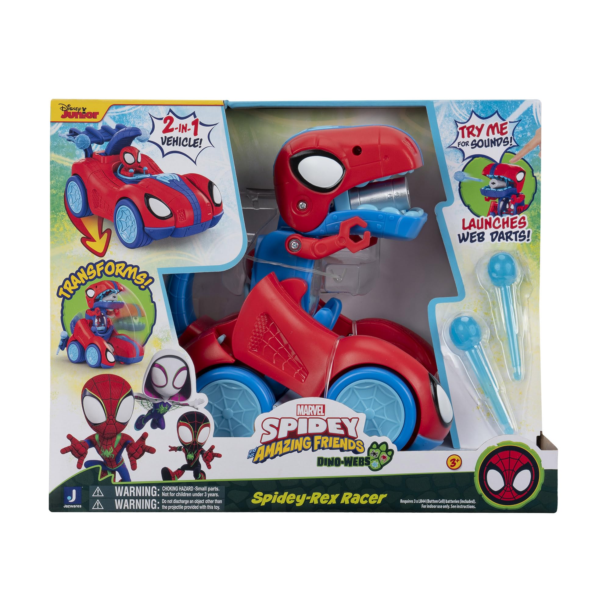 Spidey-Rex Racer - 8-Inch Transforming Vehicle with Sound Effects & Web Darts 3