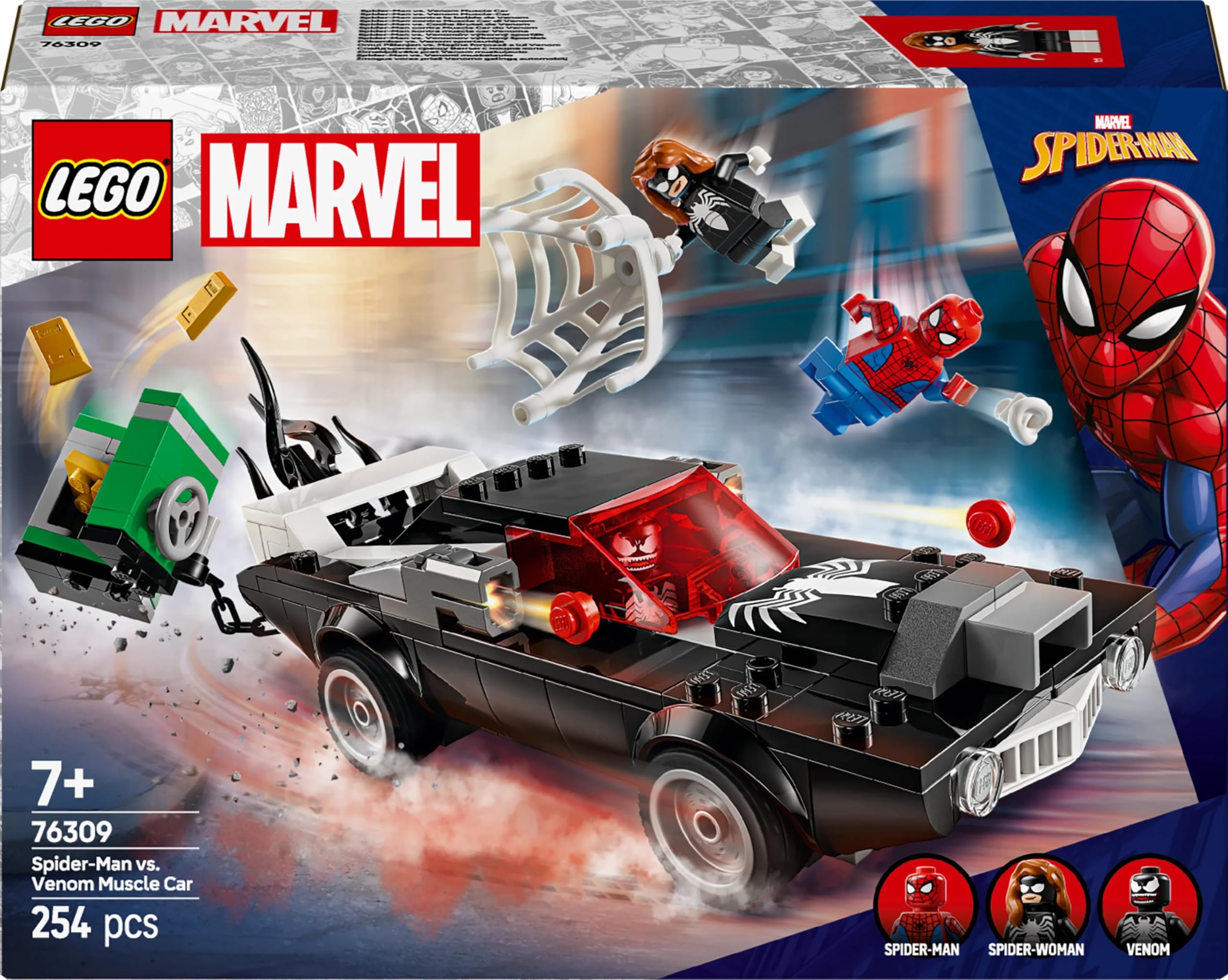 LEGO Marvel Spider-Man vs. Venom Muscle Car - Building Toy with 3 Super Heroes, 254 Pieces, Age 7+ 11