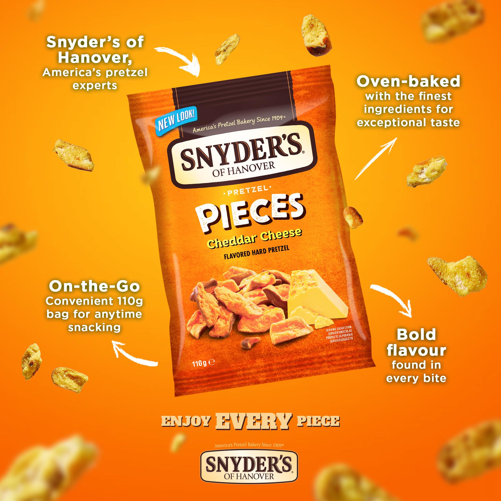 Snyder's of Hanover Pretzel Pieces Cheddar Cheese Snack | 10 x 110g Multipack