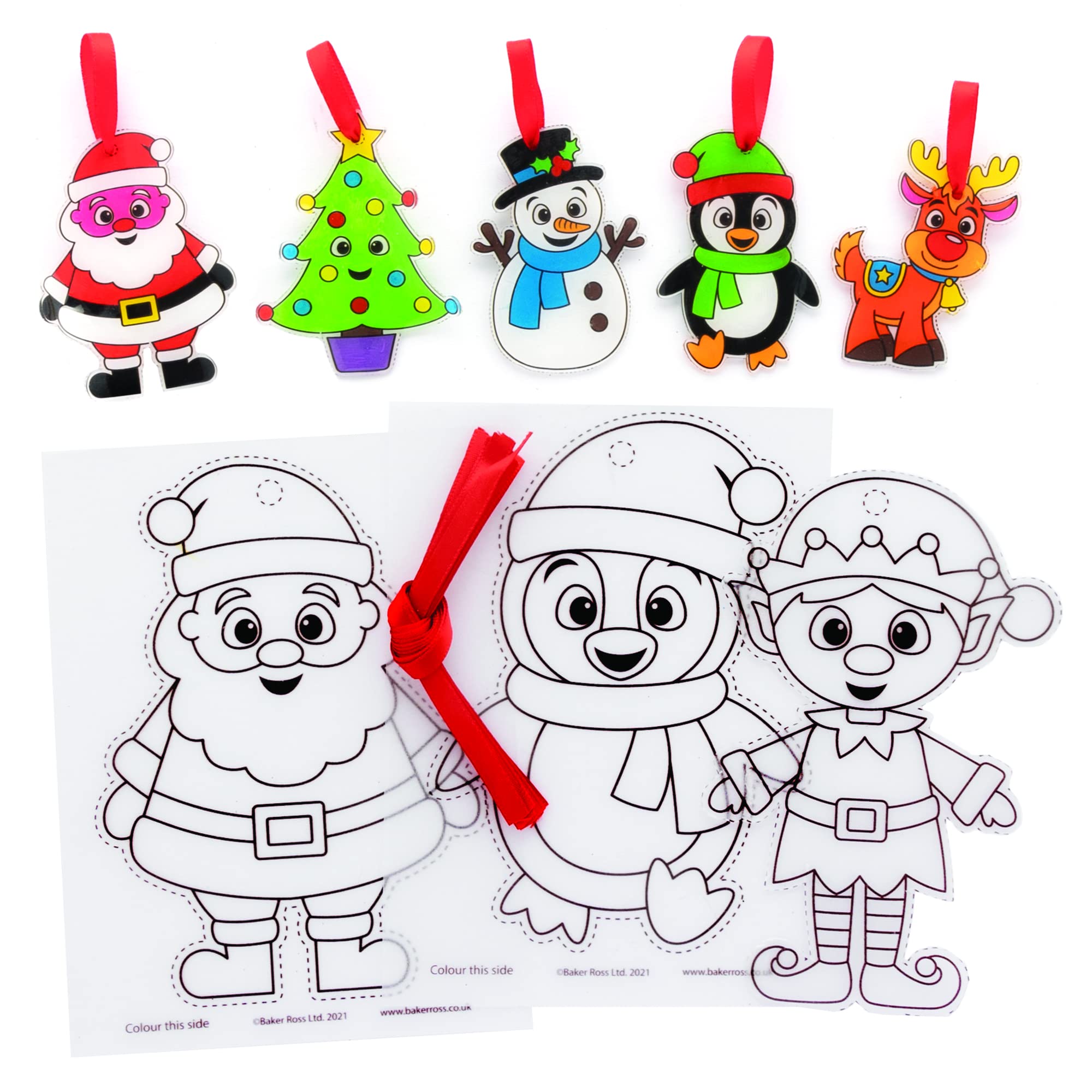 Baker Ross Christmas Super Shrink Decorations - Pack of 10 Plastic Craft Kit for Kids
