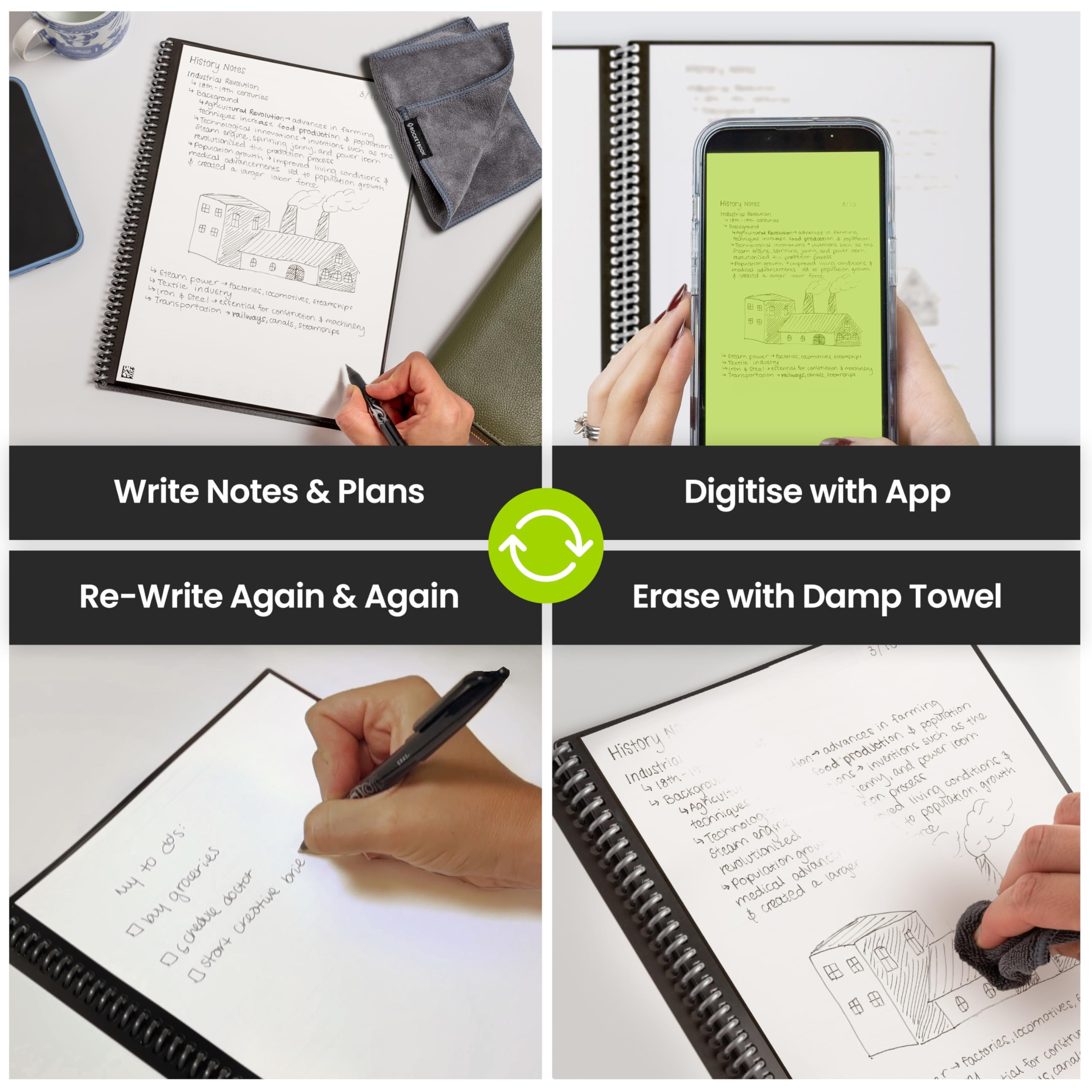 Rocketbook Core Reusable Spiral Notebook - Executive Size 15 x 22.4 cm | Black | 36 Pages 2