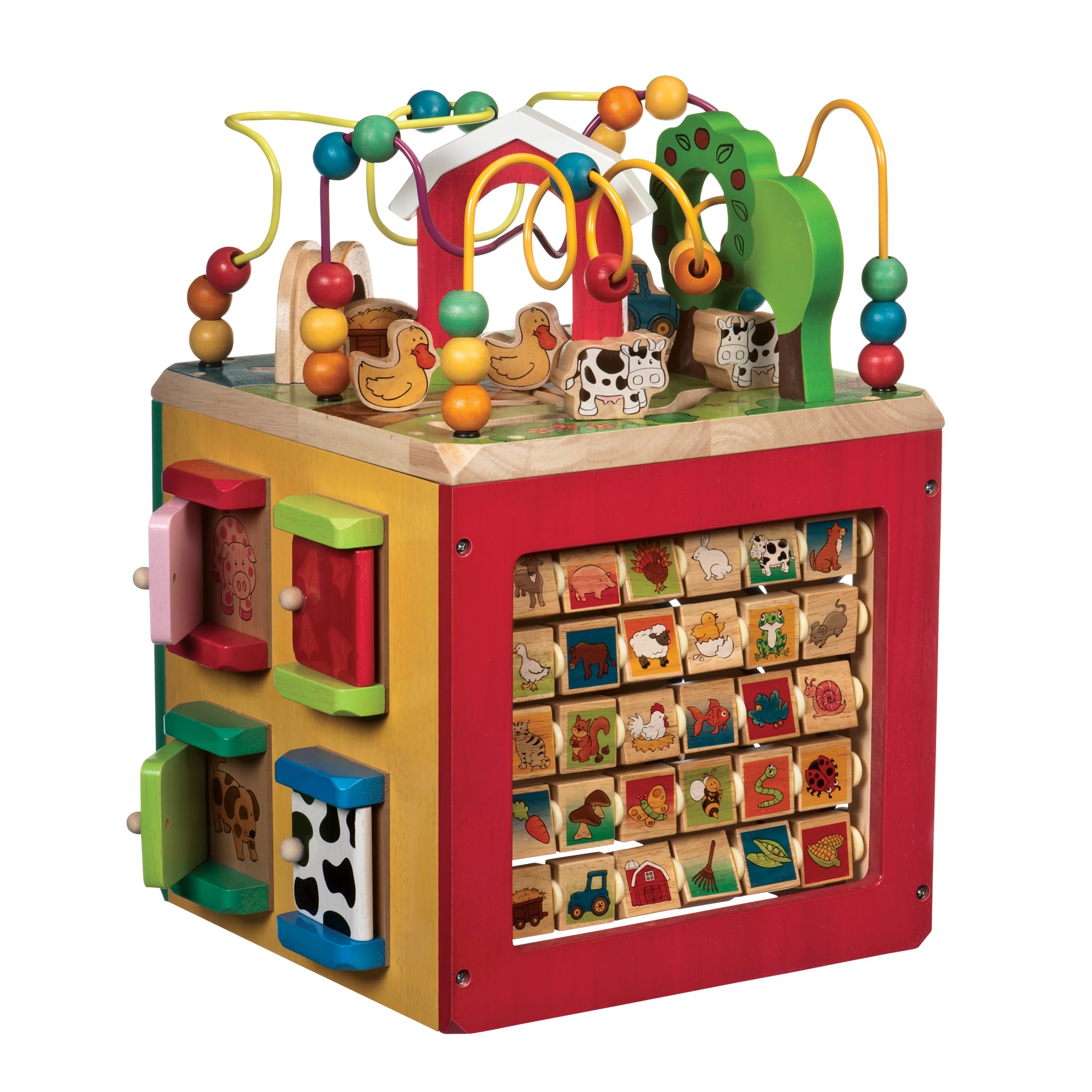 Battat Wooden Activity Cube with Farm Theme | 5 Sides of Fun | Ages 1+