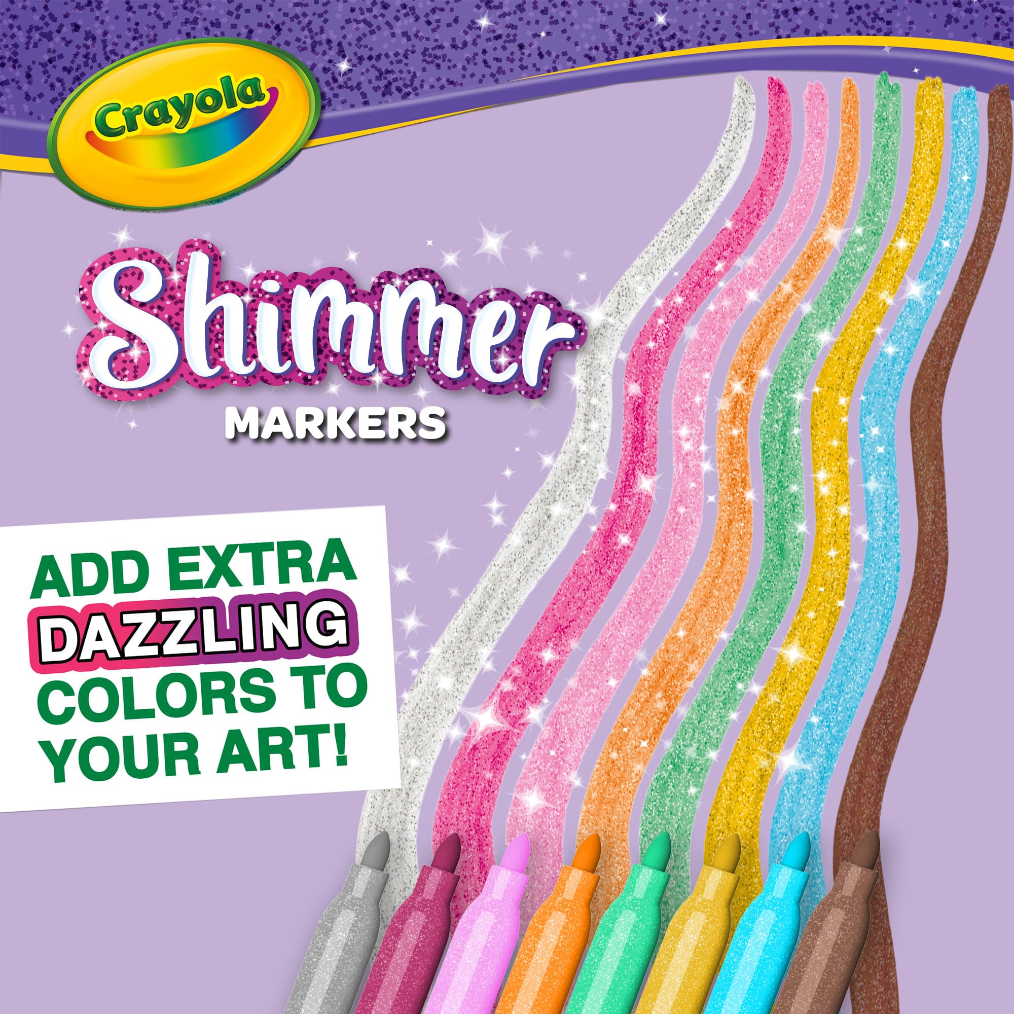 CRAYOLA - Shimmer Markers (Pack of 8) | Washable, Non-Toxic, Arts & Crafts Coloring Pens 3