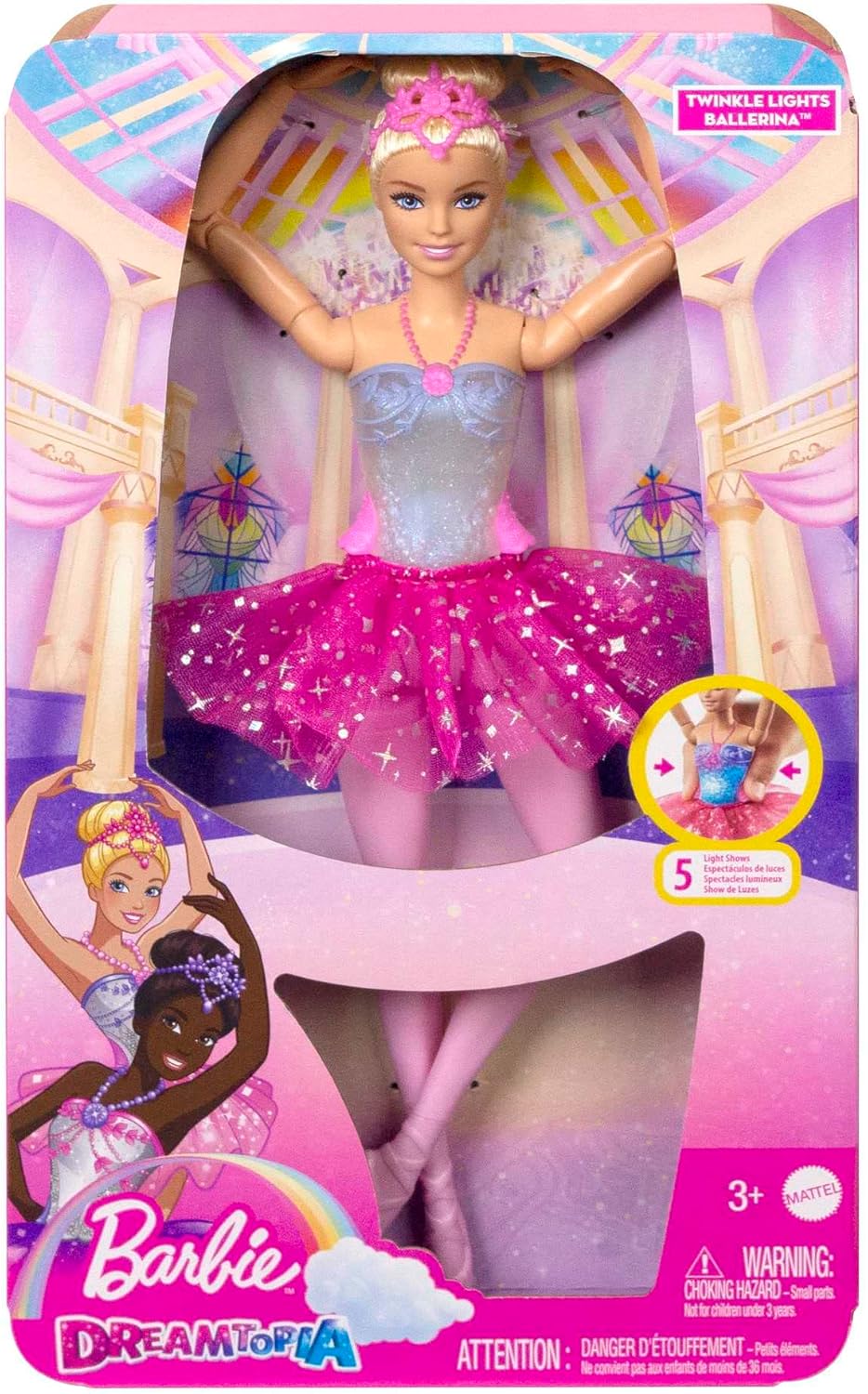 Barbie Magical Ballerina Doll - Light-Up Feature, Blonde Hair, Tiara, Pink Tutu - 3 Years and Up 7