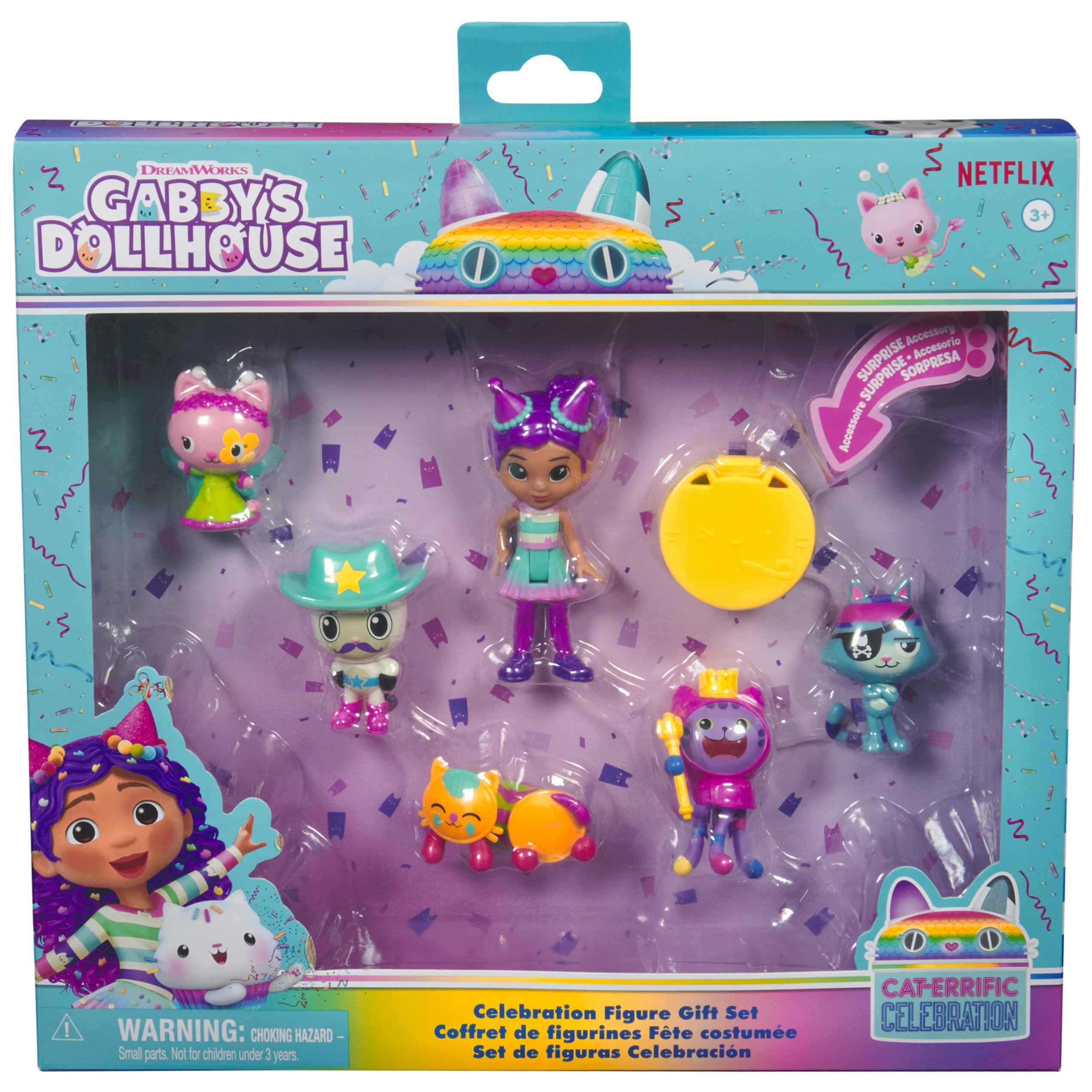 Gabby’s Dollhouse Celebration Figure Set - 6 Toy Figures with Surprise Cape & App Reward, Kids' Playset for Ages 3+ 7