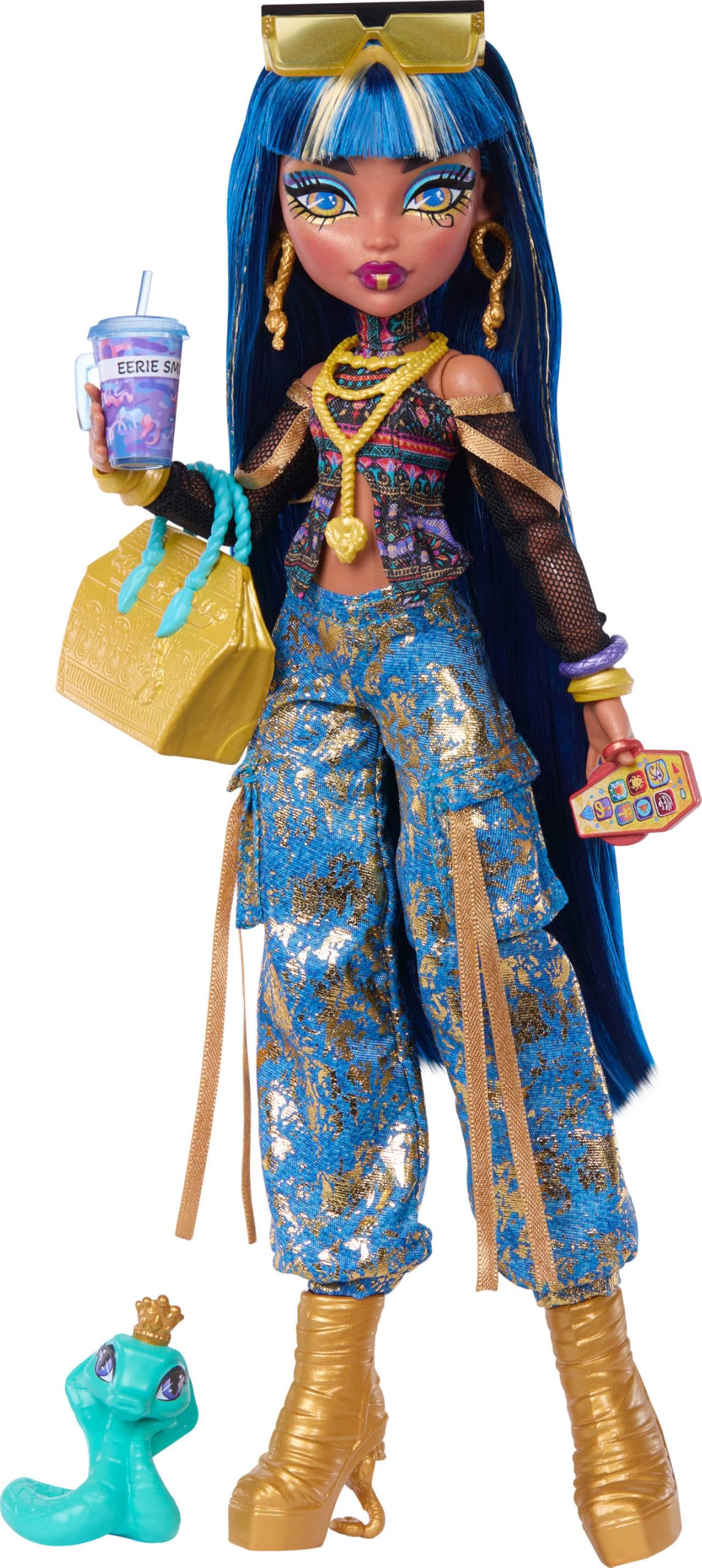 Monster High Cleo De Nile Doll - Crop Top & Cargo Pants | 7 Accessories | JHK32