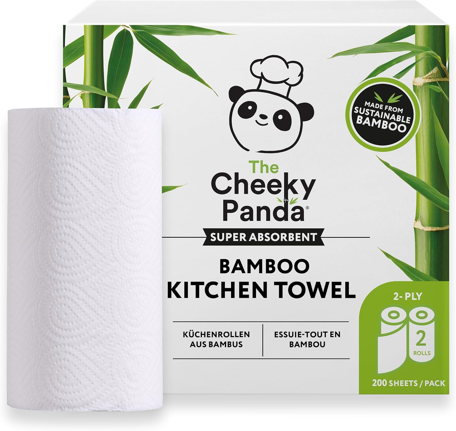 The Cheeky Panda - Bamboo Kitchen Roll 2 Pack | 200 Super Strong Sheets