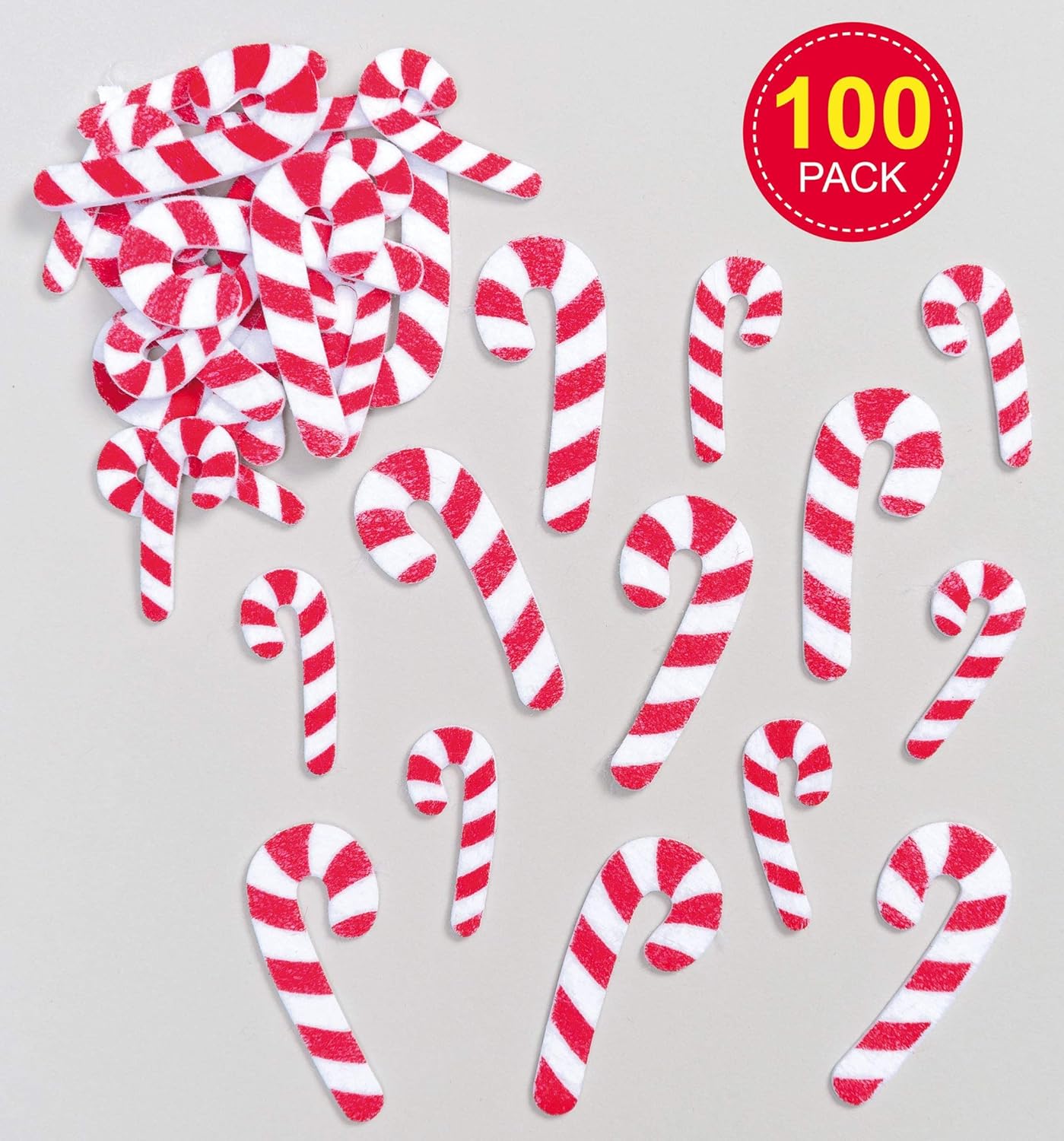 Baker Ross EF942 Candy Cane Felt Stickers - Assorted Pack of 100