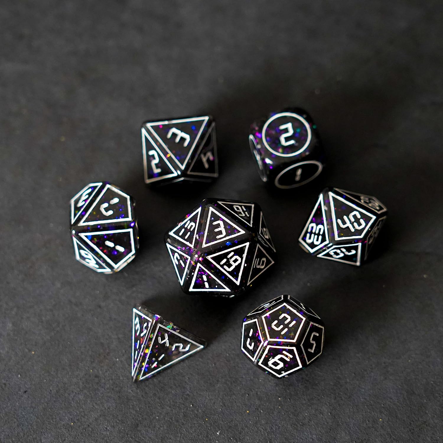 Metallic Dice Games Framed Void 16mm Resin Poly Dice Set