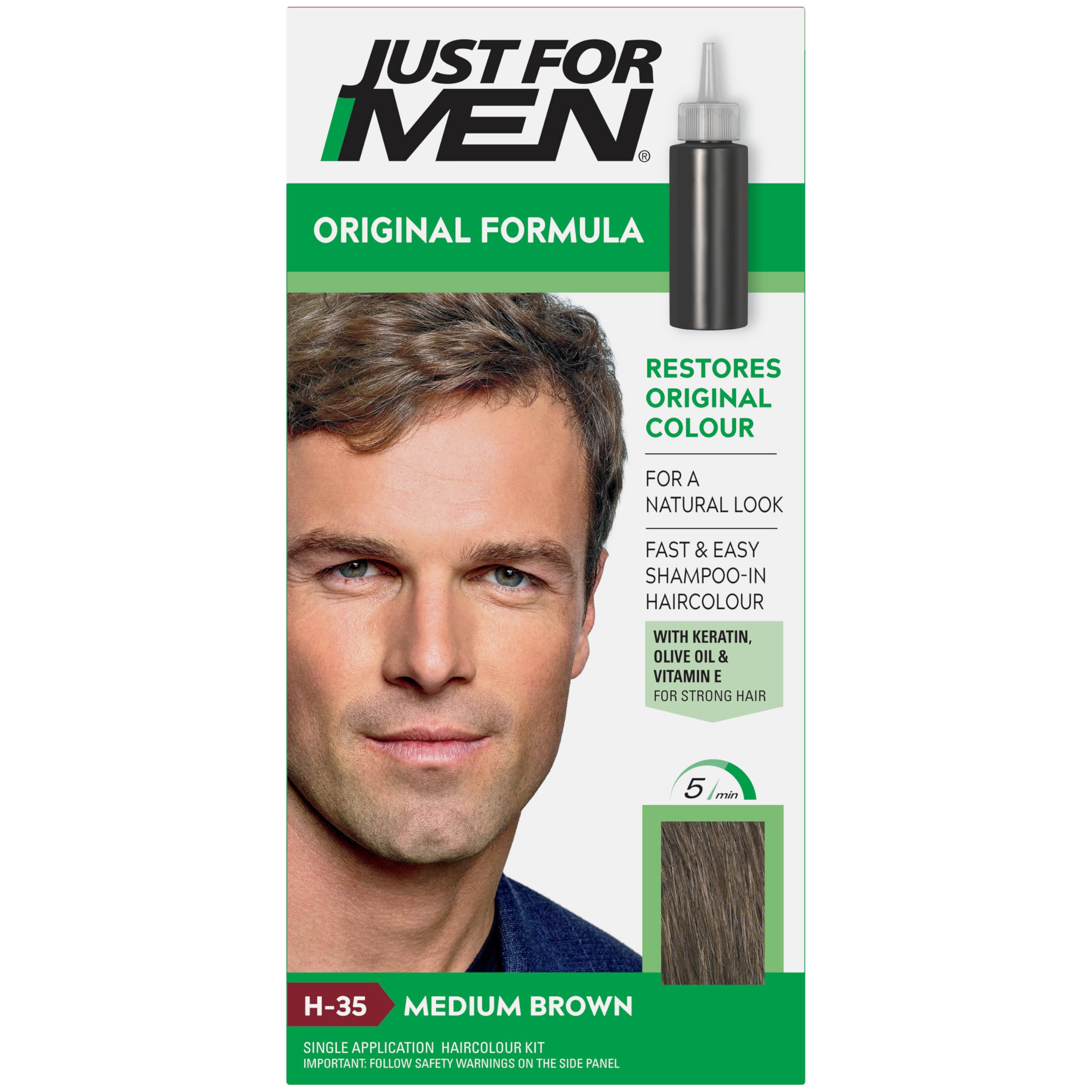 Just For Men Original Formula Medium Brown Hair Dye - Shampoo-In Permanent Colour (H35)