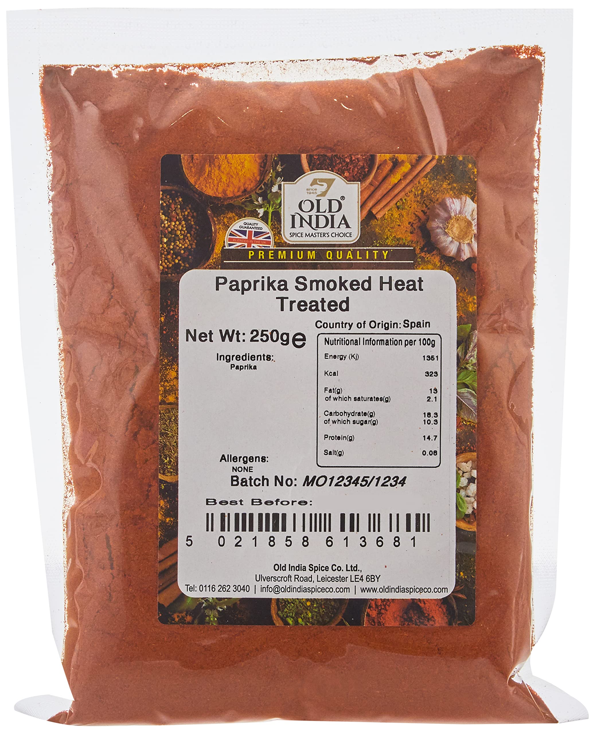 Old India Smoked Heat Treated Paprika Powder - 250g | 100% Natural | Spain Origin