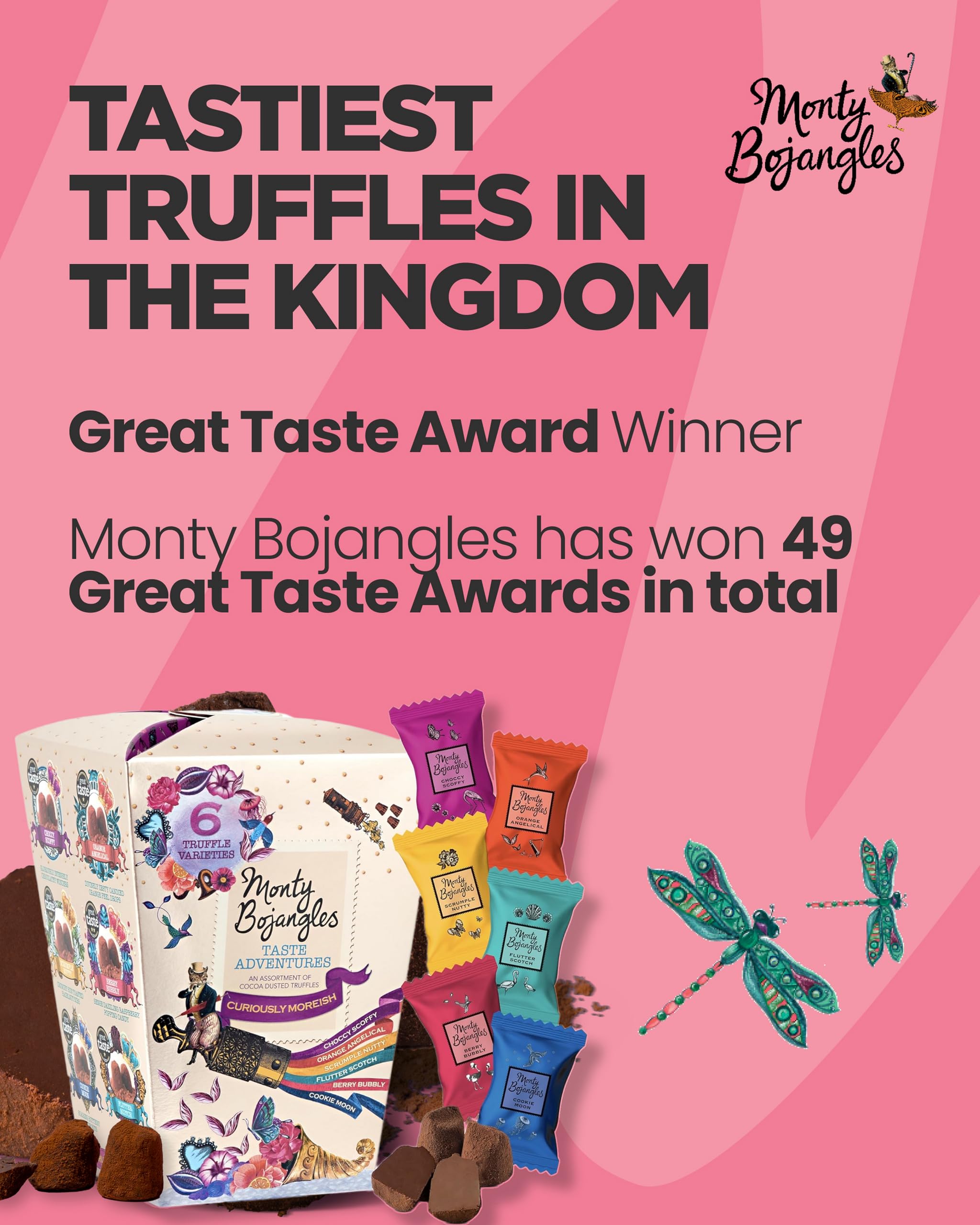 Monty Bojangles Taste Adventures Cocoa Dusted Truffles Assortment - 6 Flavour Luxury Chocolate Gift Box, 225g 16