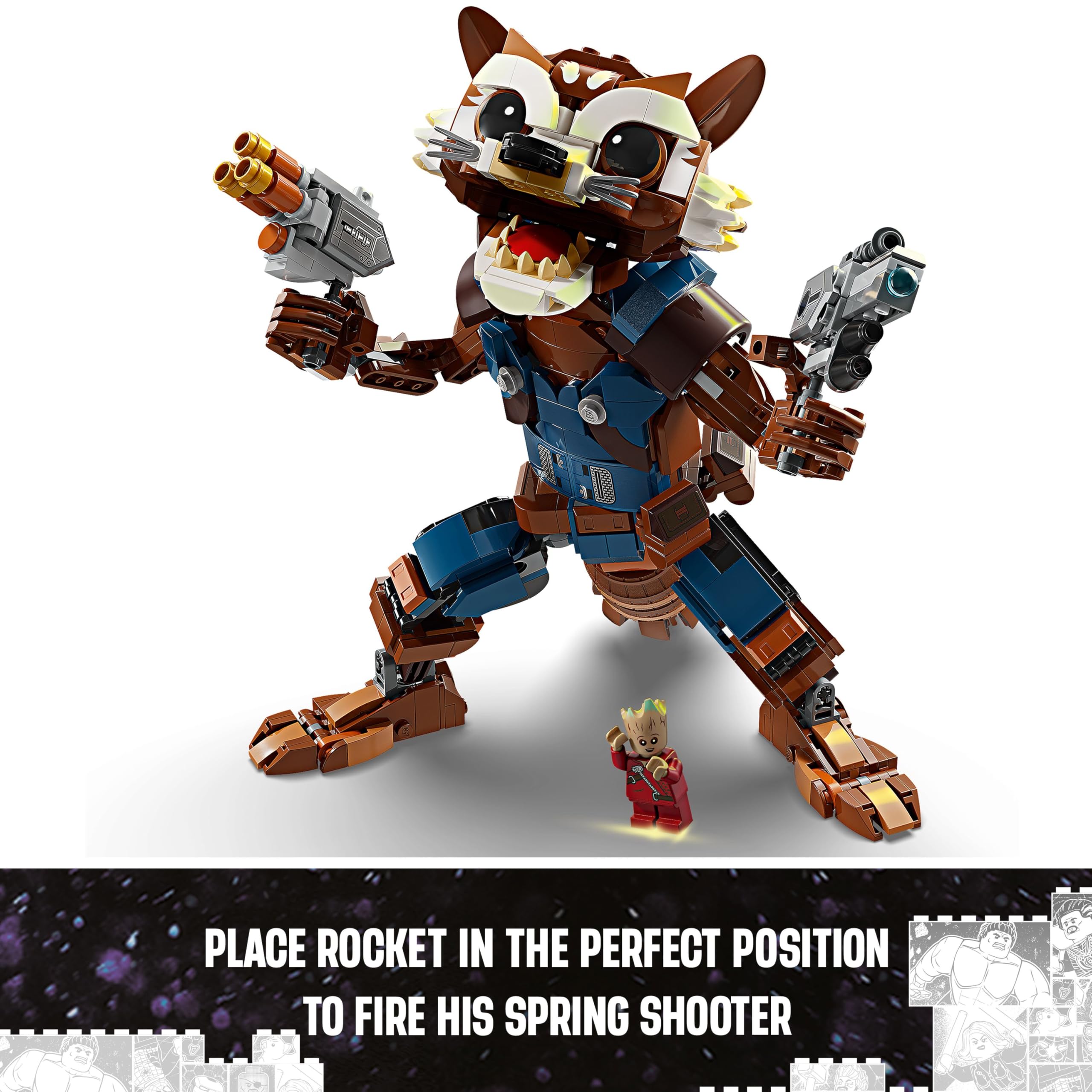 LEGO Marvel Rocket & Baby Groot Buildable Action Figure Toy Set - 10+ 11