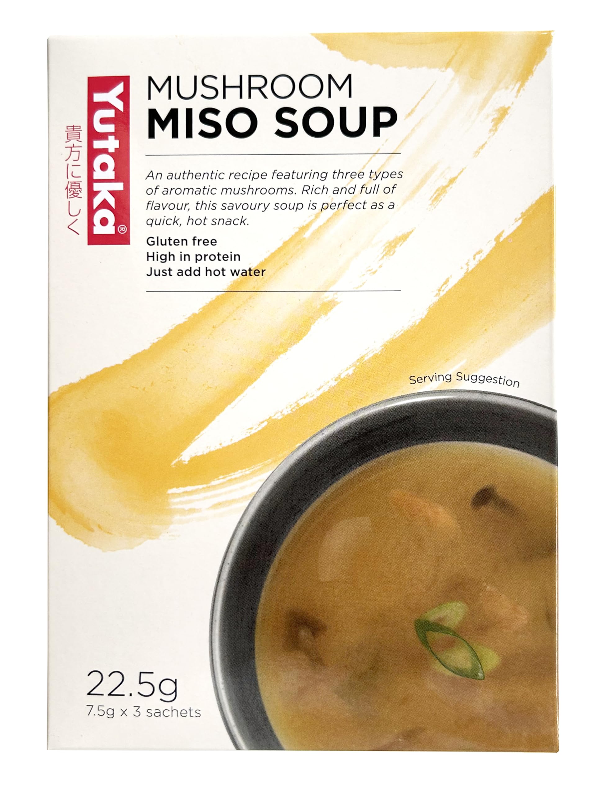Yutaka - Mushroom Miso Soup Instant Mix (22.5g) | Rich Umami Japanese Soup with King Oyster, Oyster & Nameko Mushrooms