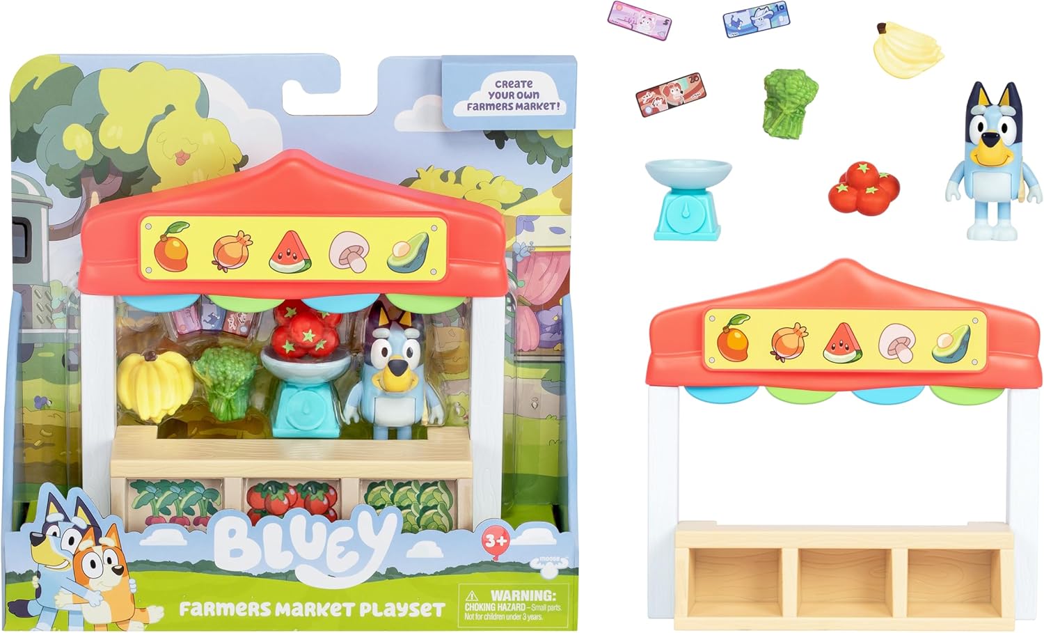 Bluey Farmers Market Playset - Includes Articulated Bluey Figure & Accessories