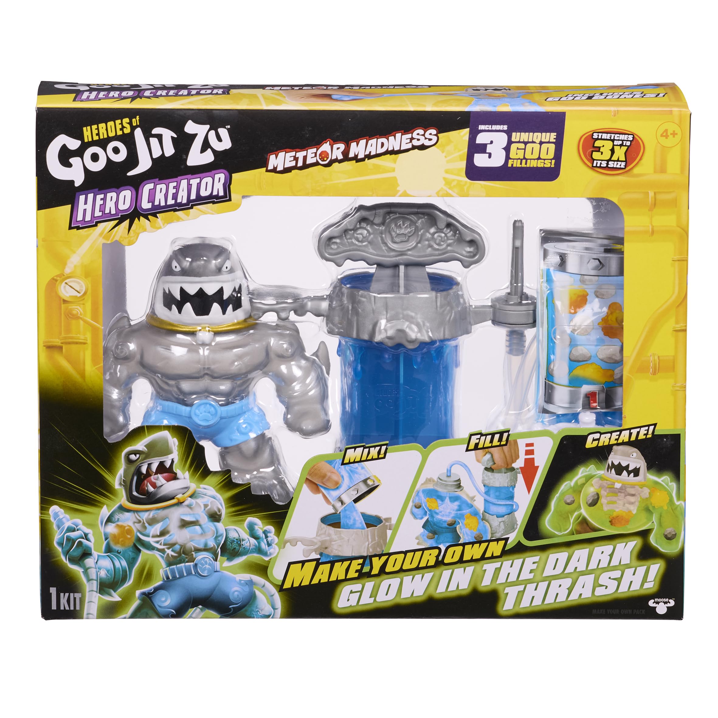 Heroes of Goo Jit Zu Hero Creator Thrash - Create & Stretch Action Figure with 3 Goo Fillings 7