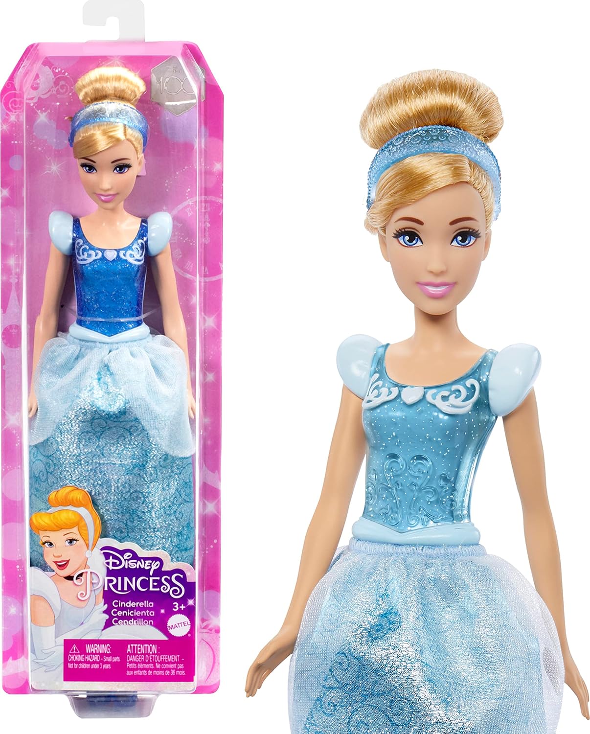 Disney Princess Cinderella Posable Fashion Doll with Sparkling Blue Outfit - Ages 3+