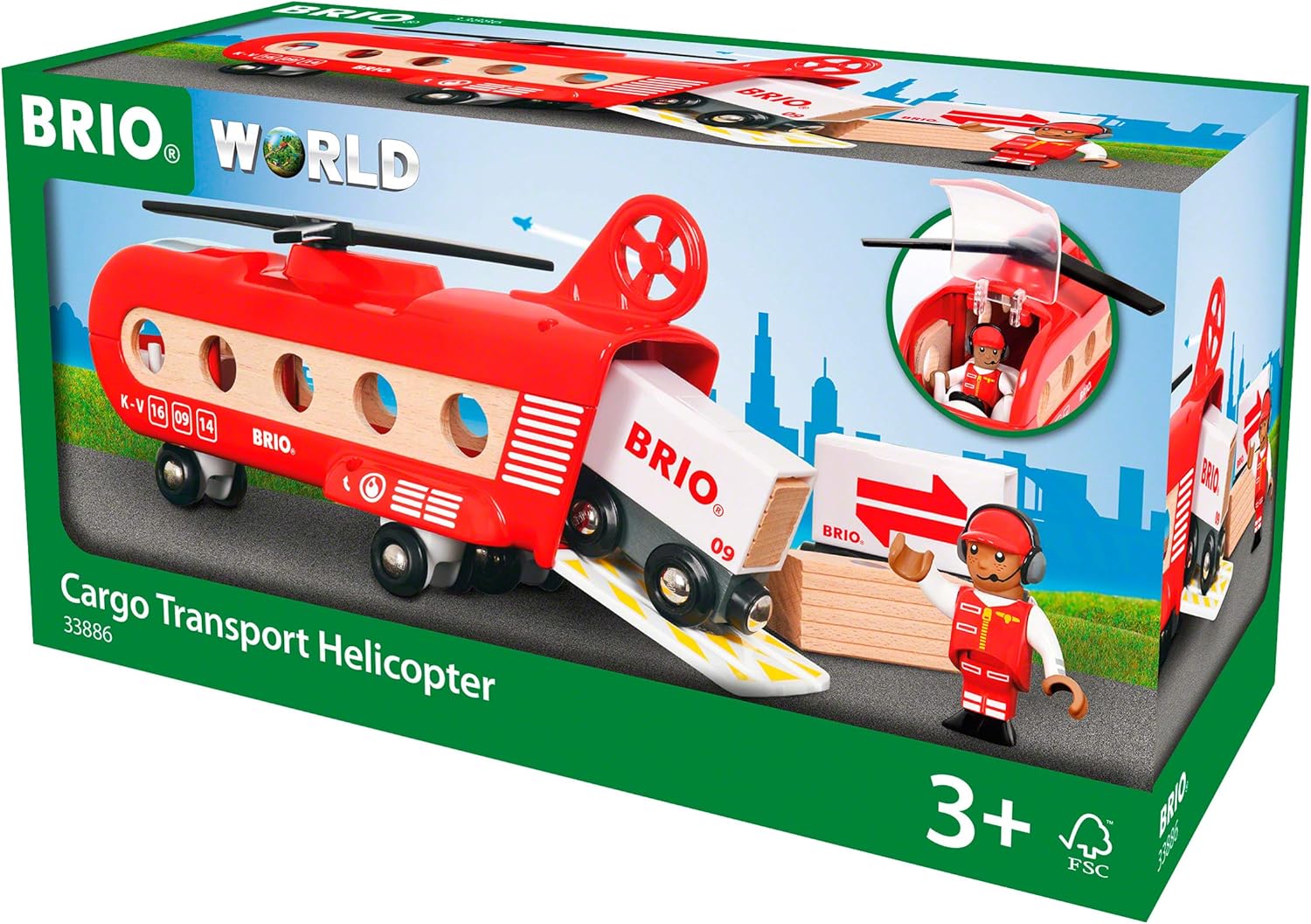 BRIO World Airport Cargo Transport Helicopter Playset with Magnetic Couplings for Ages 3+ 13