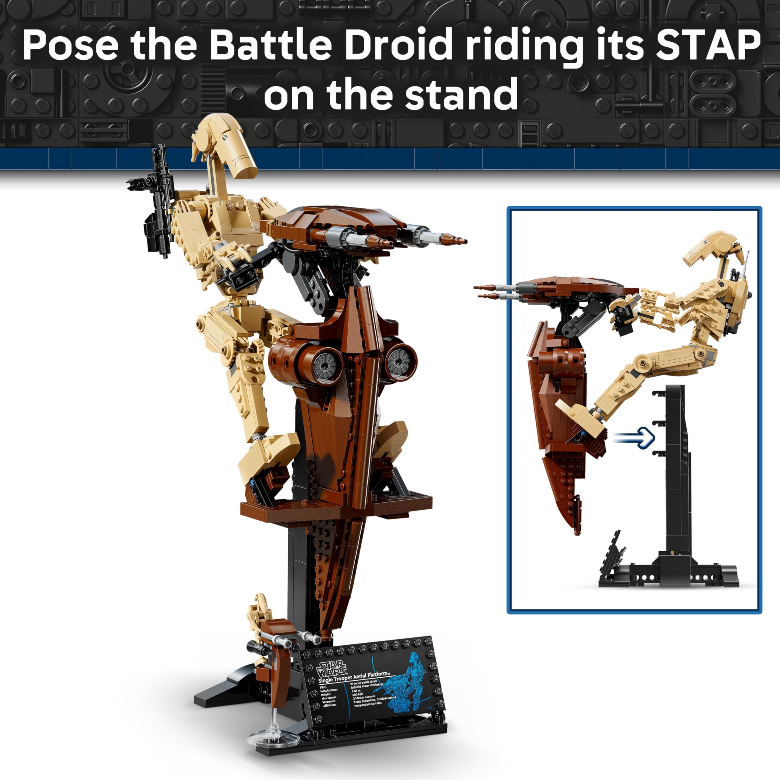LEGO Star Wars 75428 Battle Droid with STAP Speeder - Buildable Display Model for Ages 12+ 5