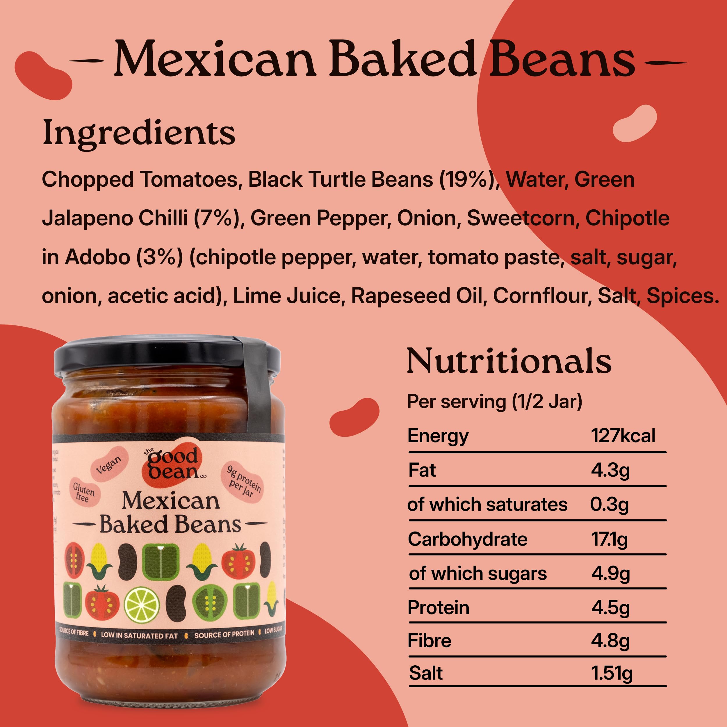 The Good Bean Co Mexican Baked Beans 350g - Spicy Black Beans in Smoky Chilli Sauce 5