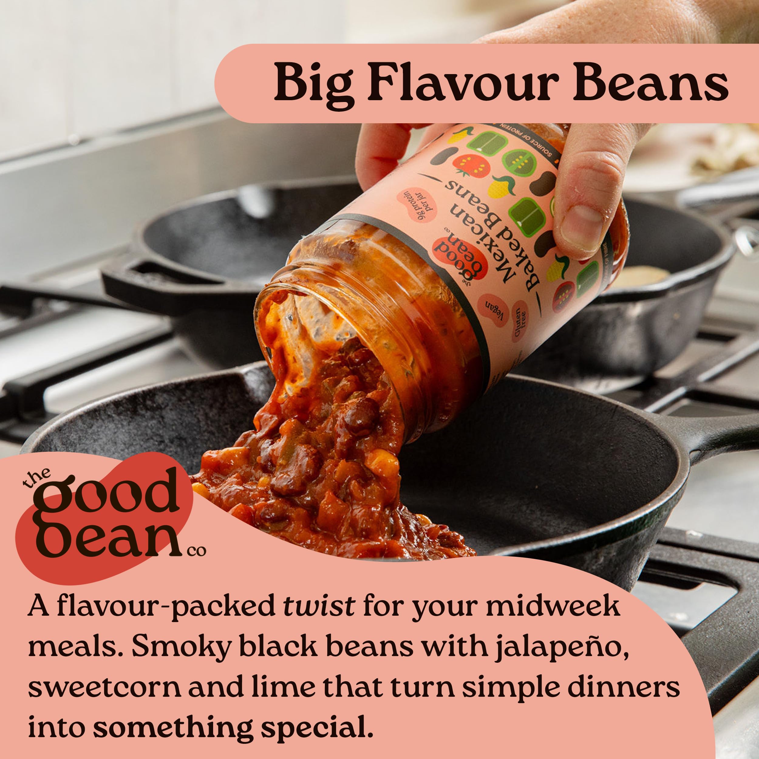 The Good Bean Company Mexican Baked Beans with Black Beans & Chilli Kick | 350g
