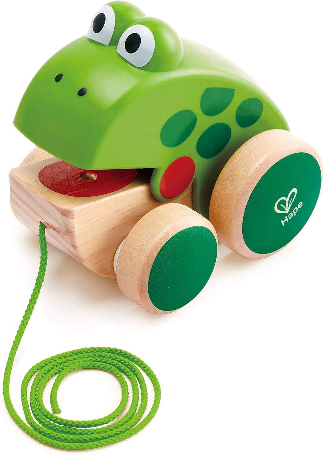 Hape - Frog Pull Along Wooden Fly-Eating Toddler Toy, Multicoloured 4